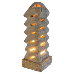 Rare 1970s Sculptural Stone Lamp Attributed to Albert Tormos, Gard Region France