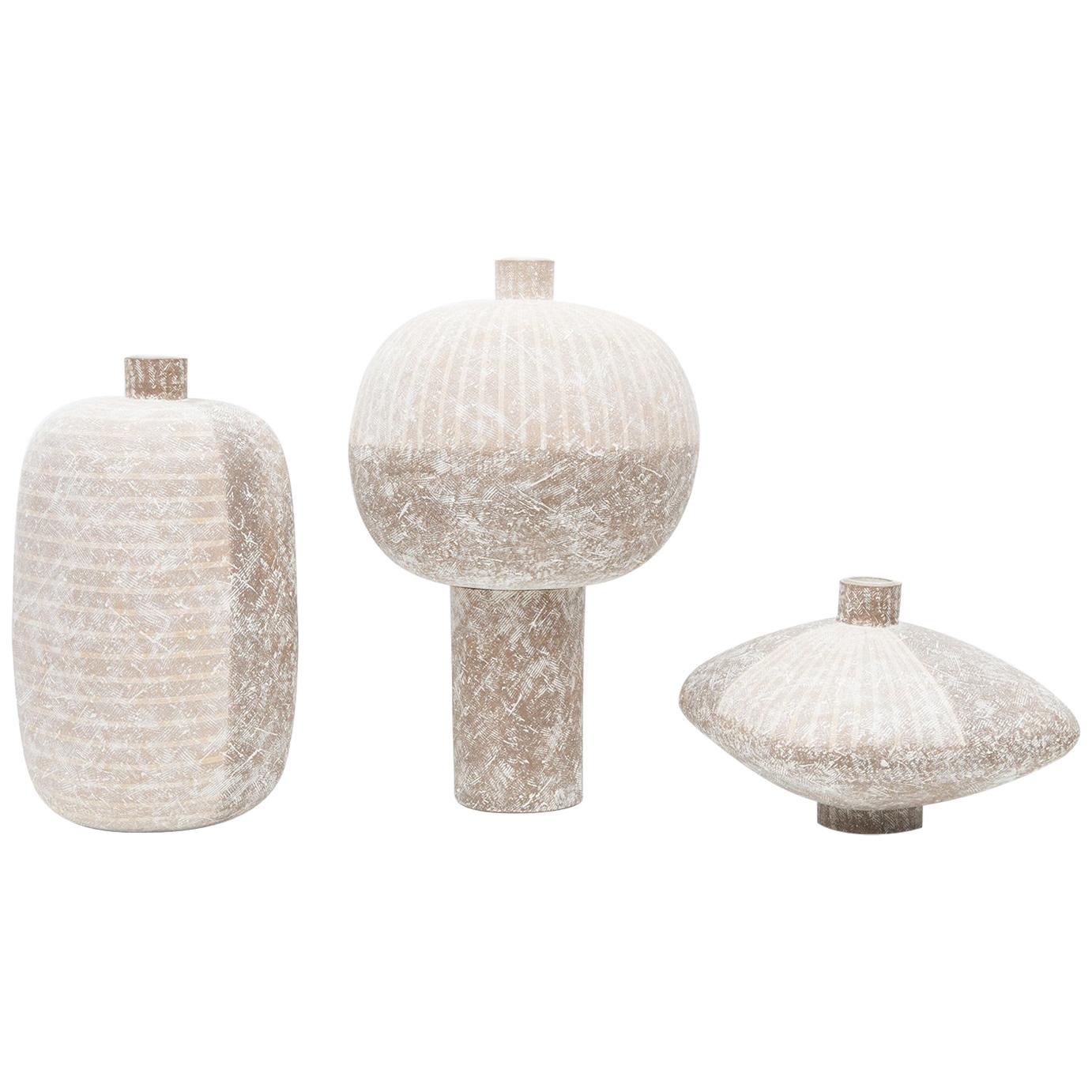 Raro set di tre vasi in ceramica degli anni 
70 di Claude Conover