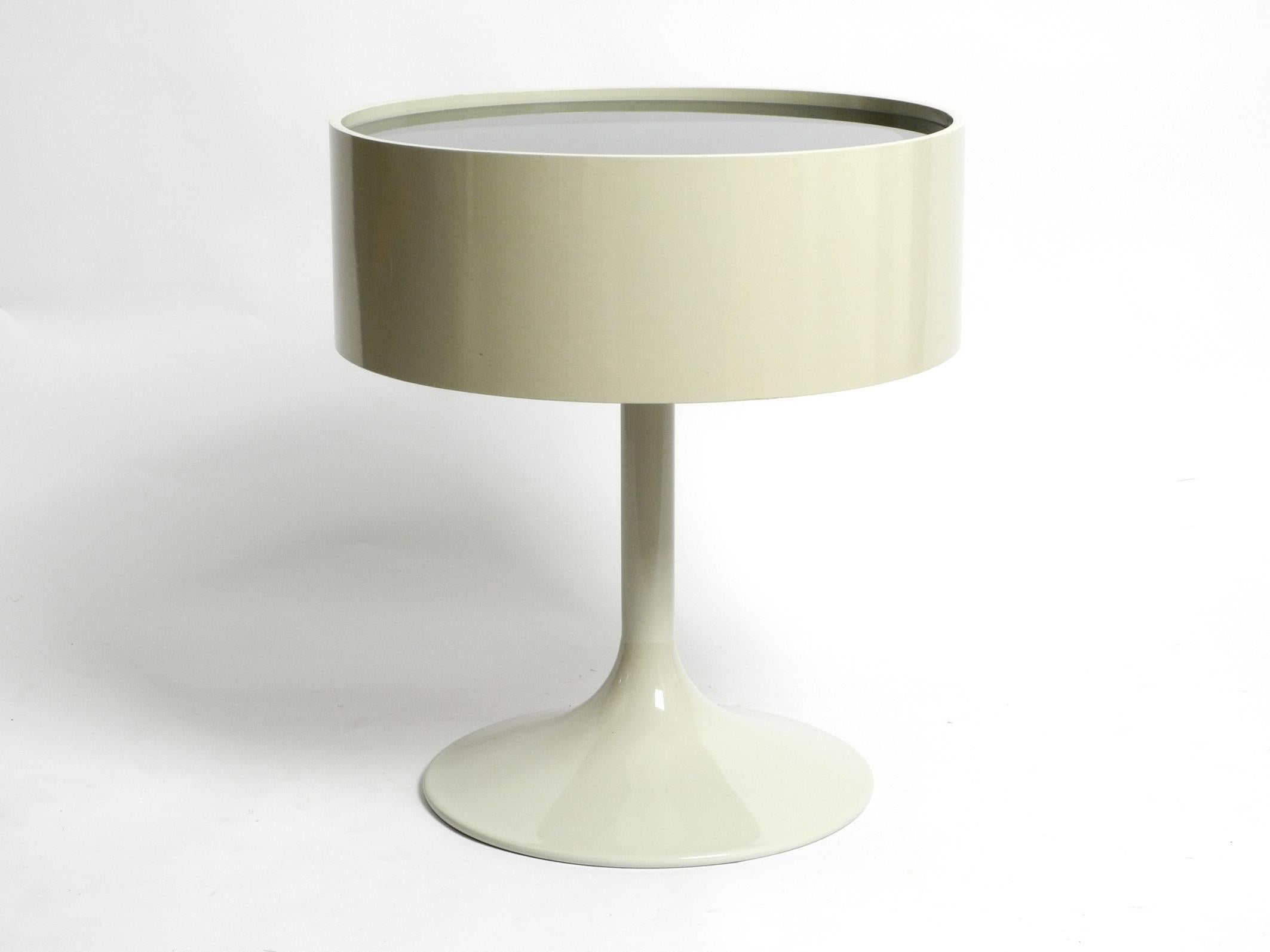 German Rare 1970s Side Table in Space Age Design with Smoked Glass Top by OPAL Möbel