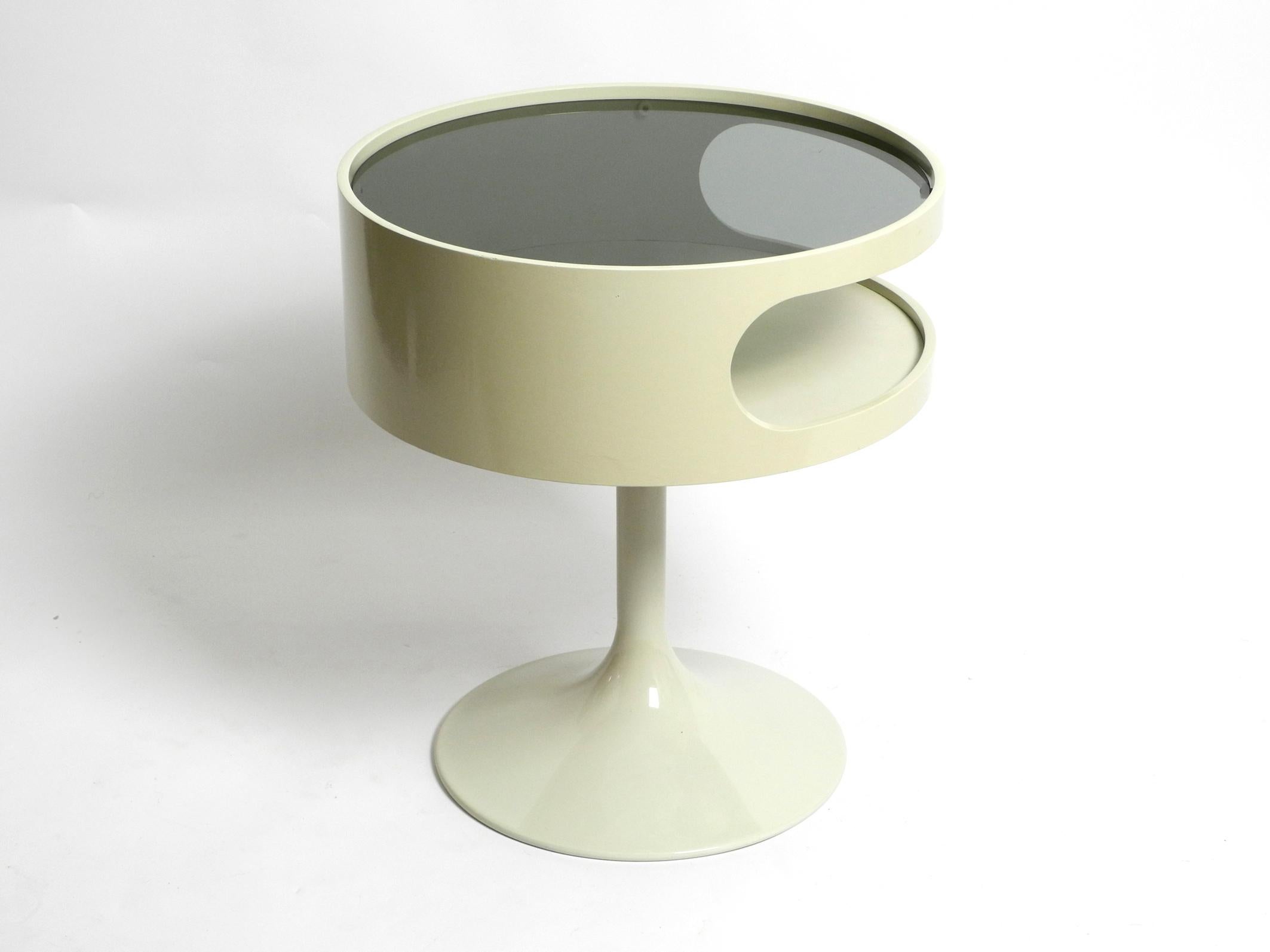 Rare 1970s Side Table in Space Age Design with Smoked Glass Top by OPAL Möbel In Good Condition In München, DE