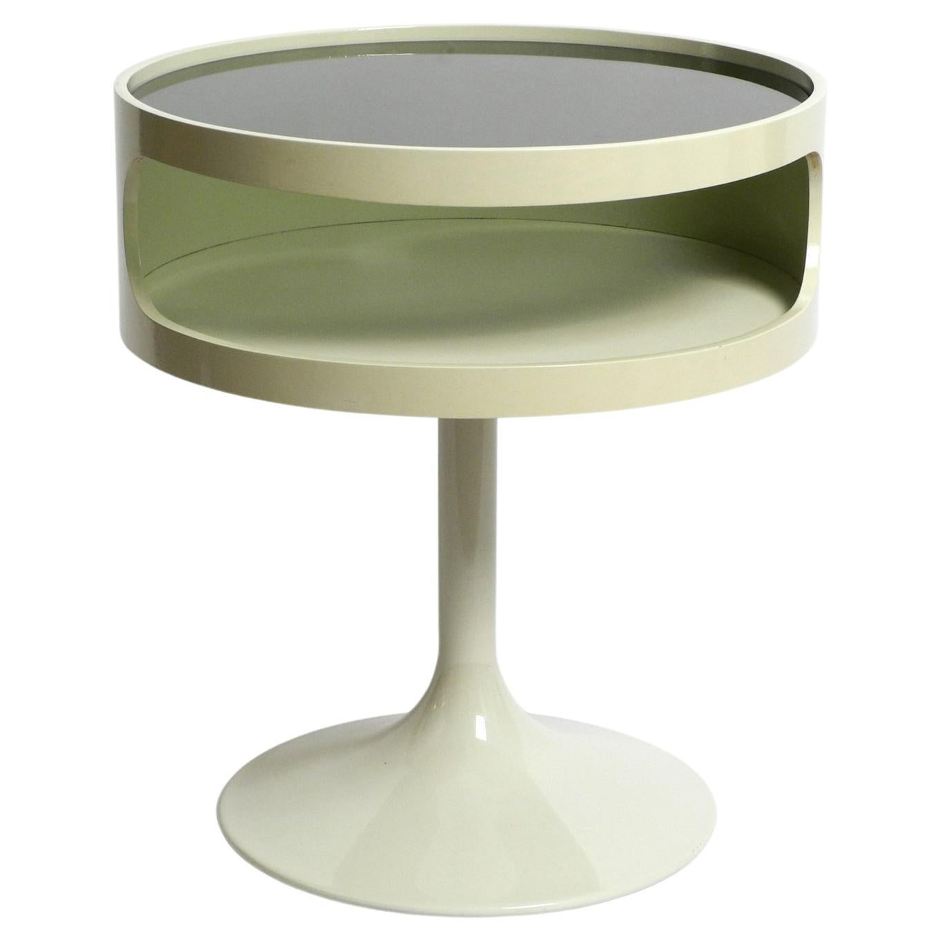 Rare 1970s Side Table in Space Age Design with Smoked Glass Top by OPAL Möbel