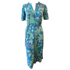 Rare 1970s Signed Silk Di Parisini Dress Designed by Gianni Versace