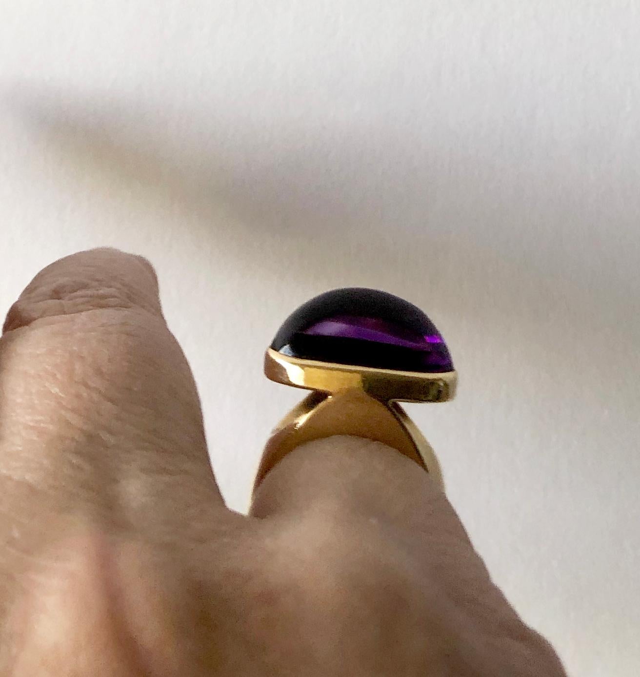 Women's 1970s Tuk Fischer for Georg Jensen 18 Karat Gold Amethyst Danish Modern Ring