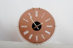 Rare 1970s Vintage Howard Miller MCM Floating Lucite Wall Clock - Roman Numerals