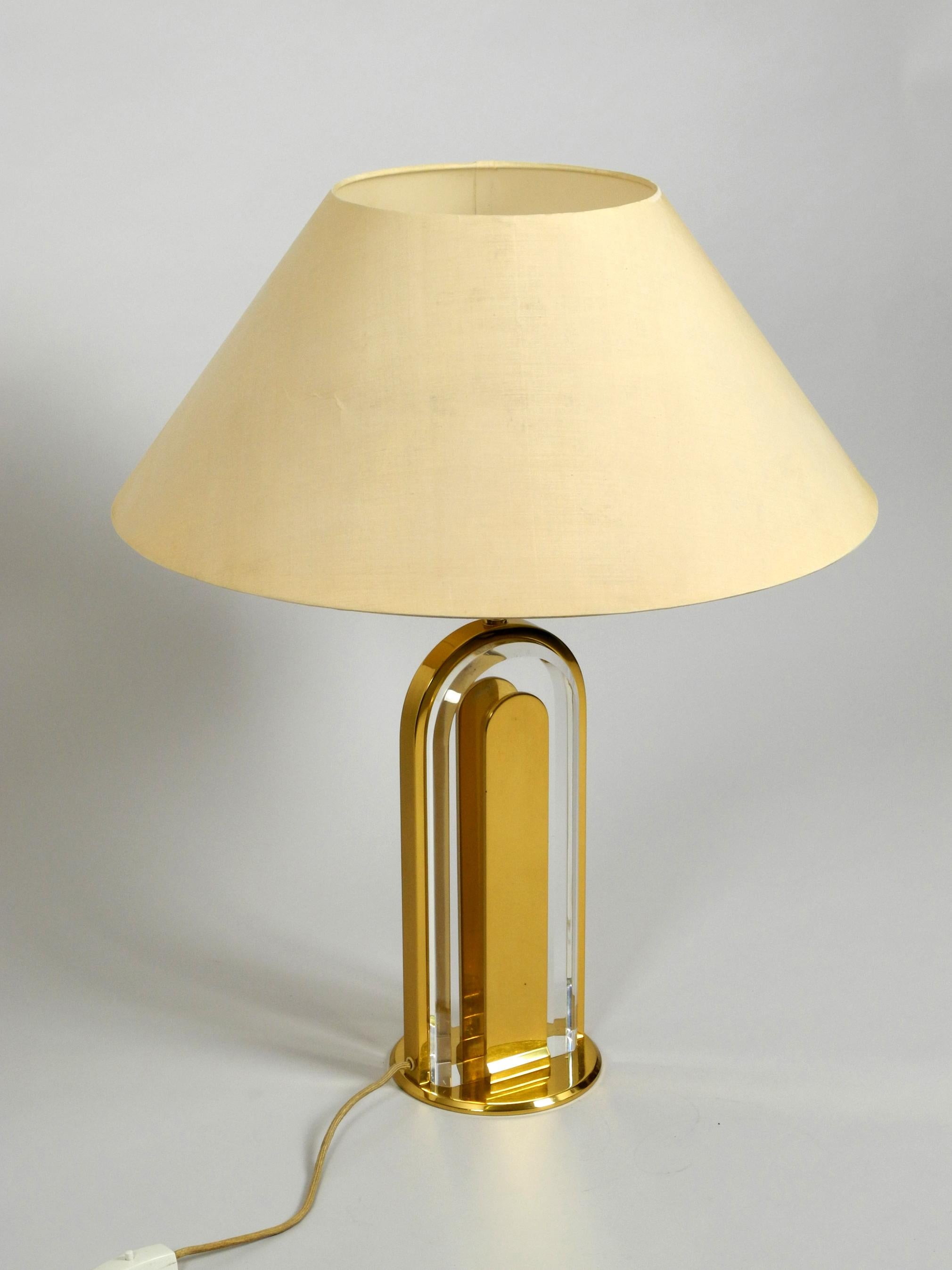 Hollywood Regency Rare Extra Large Brass Glass Table Lamp from Vereinigte Werkstätten Collection For Sale