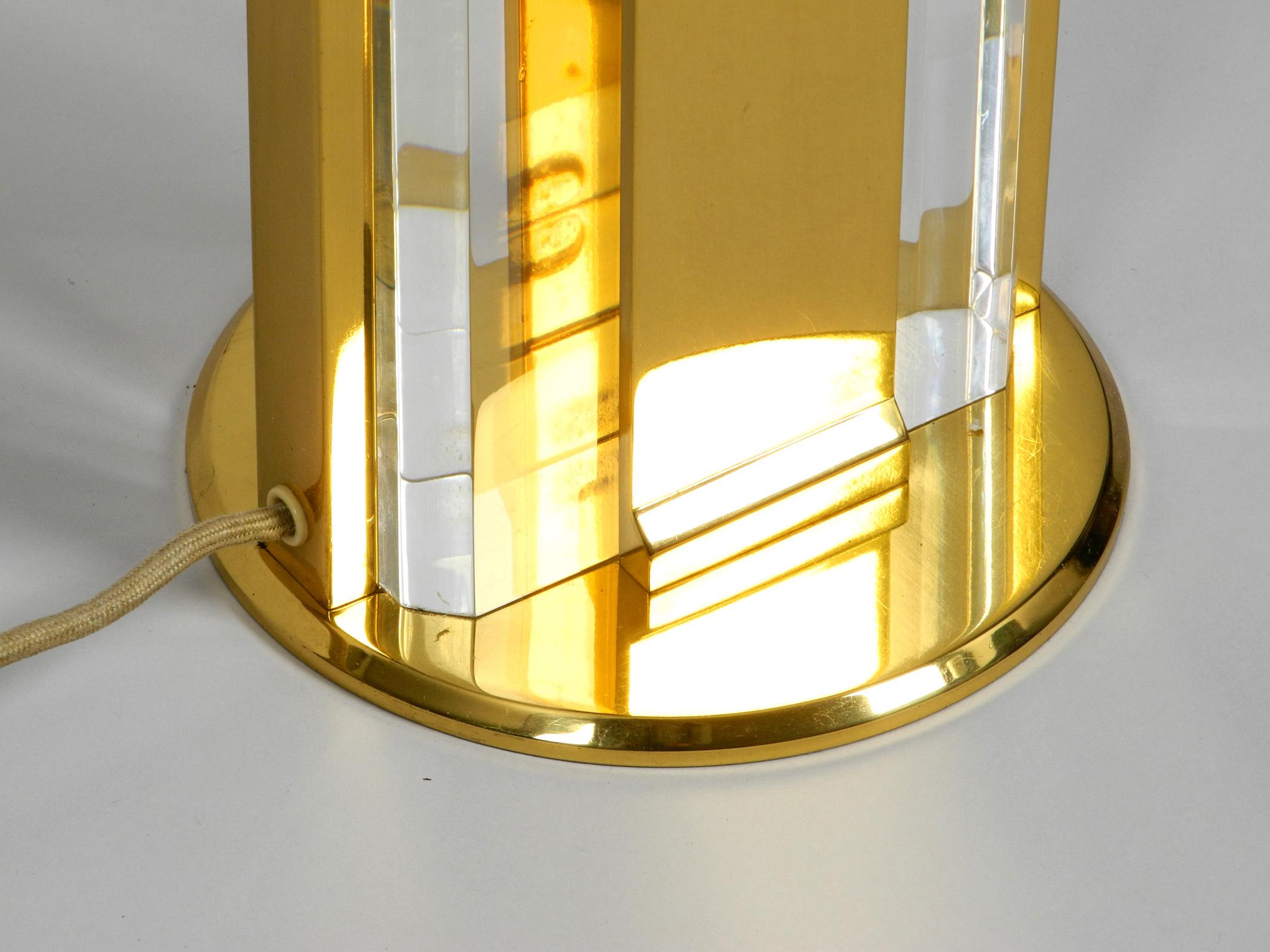 Rare Extra Large Brass Glass Table Lamp from Vereinigte Werkstätten Collection For Sale 3