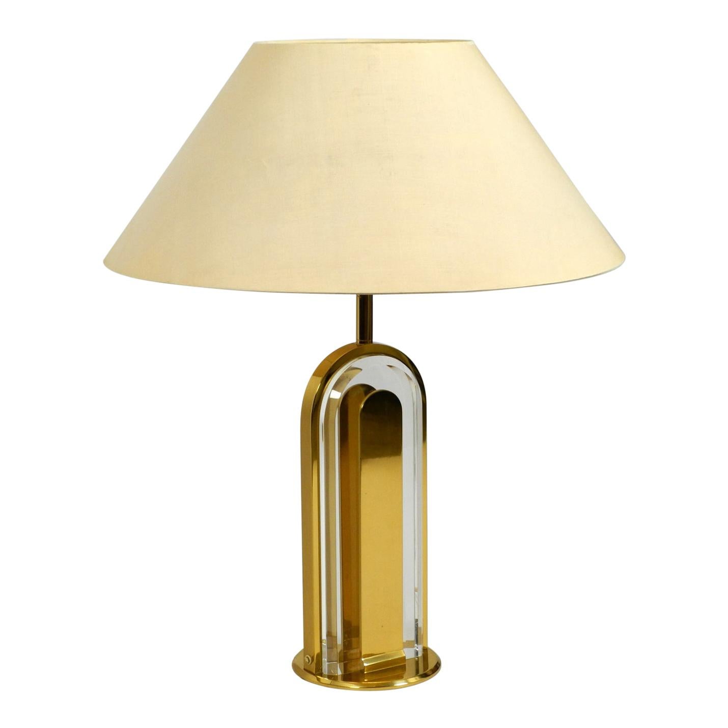Rare Extra Large Brass Glass Table Lamp from Vereinigte Werkstätten Collection For Sale