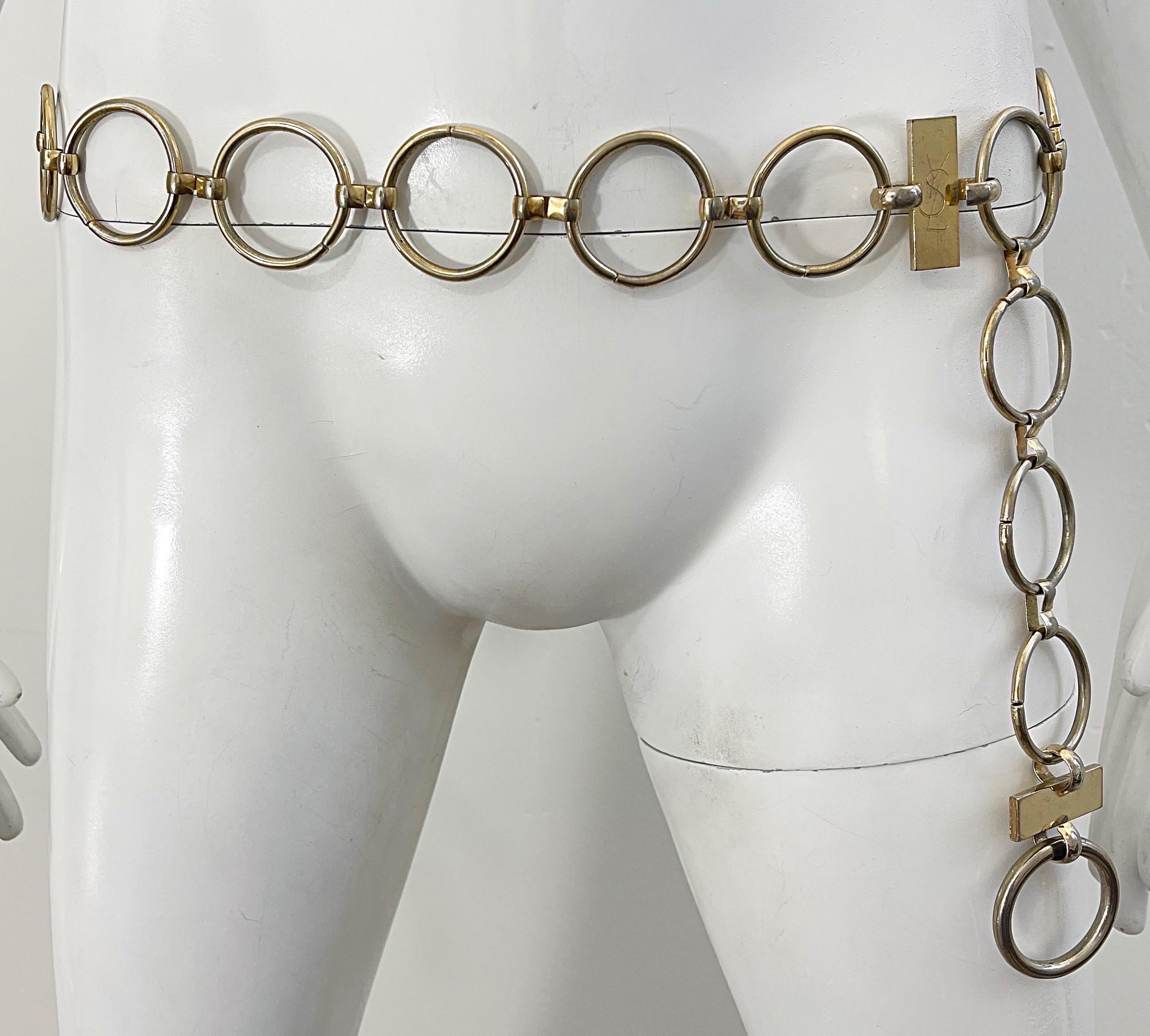 Seltener 1970er Jahre Yves Saint Laurent Veruschka Gold Disco 70er Jahre Ringkette Gürtel Halskette im Angebot 5