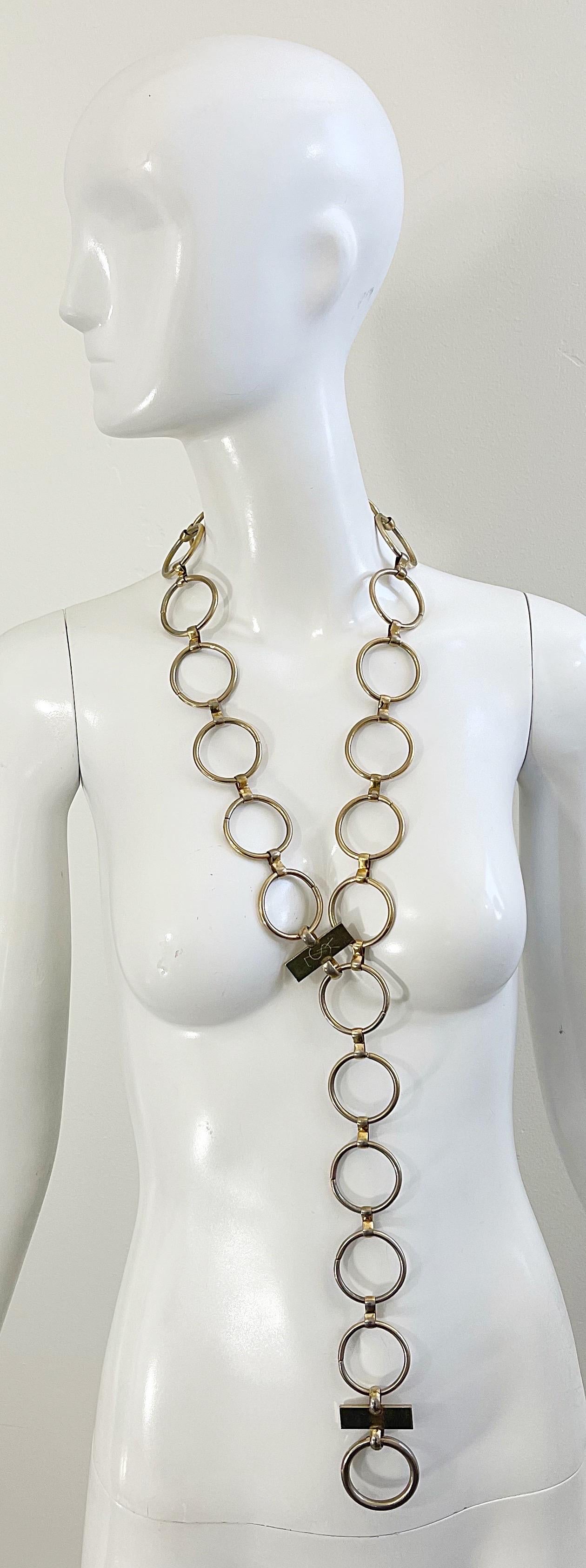 Seltener 1970er Jahre Yves Saint Laurent Veruschka Gold Disco 70er Jahre Ringkette Gürtel Halskette im Angebot 6
