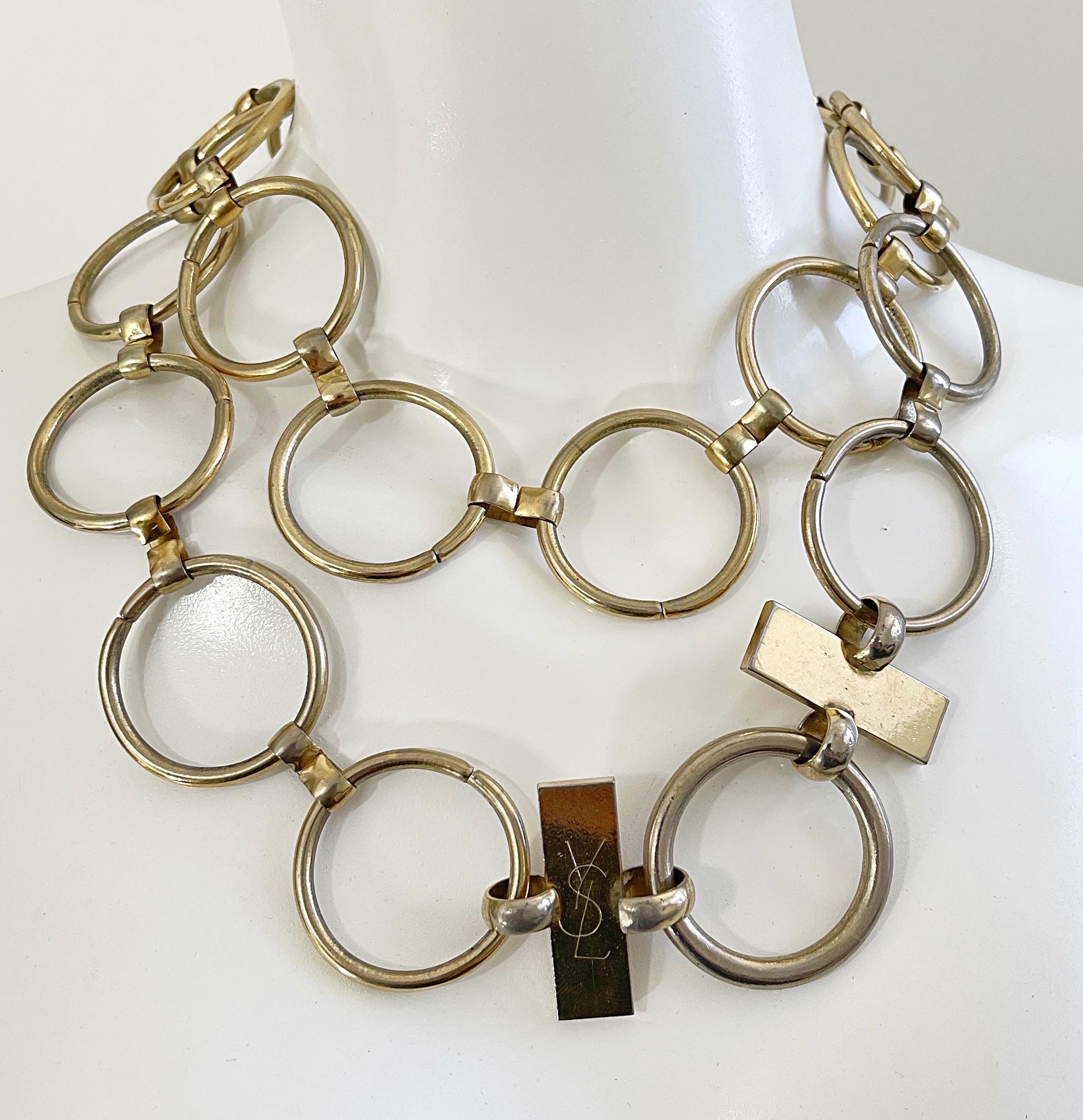 Seltener 1970er Jahre Yves Saint Laurent Veruschka Gold Disco 70er Jahre Ringkette Gürtel Halskette im Angebot 9
