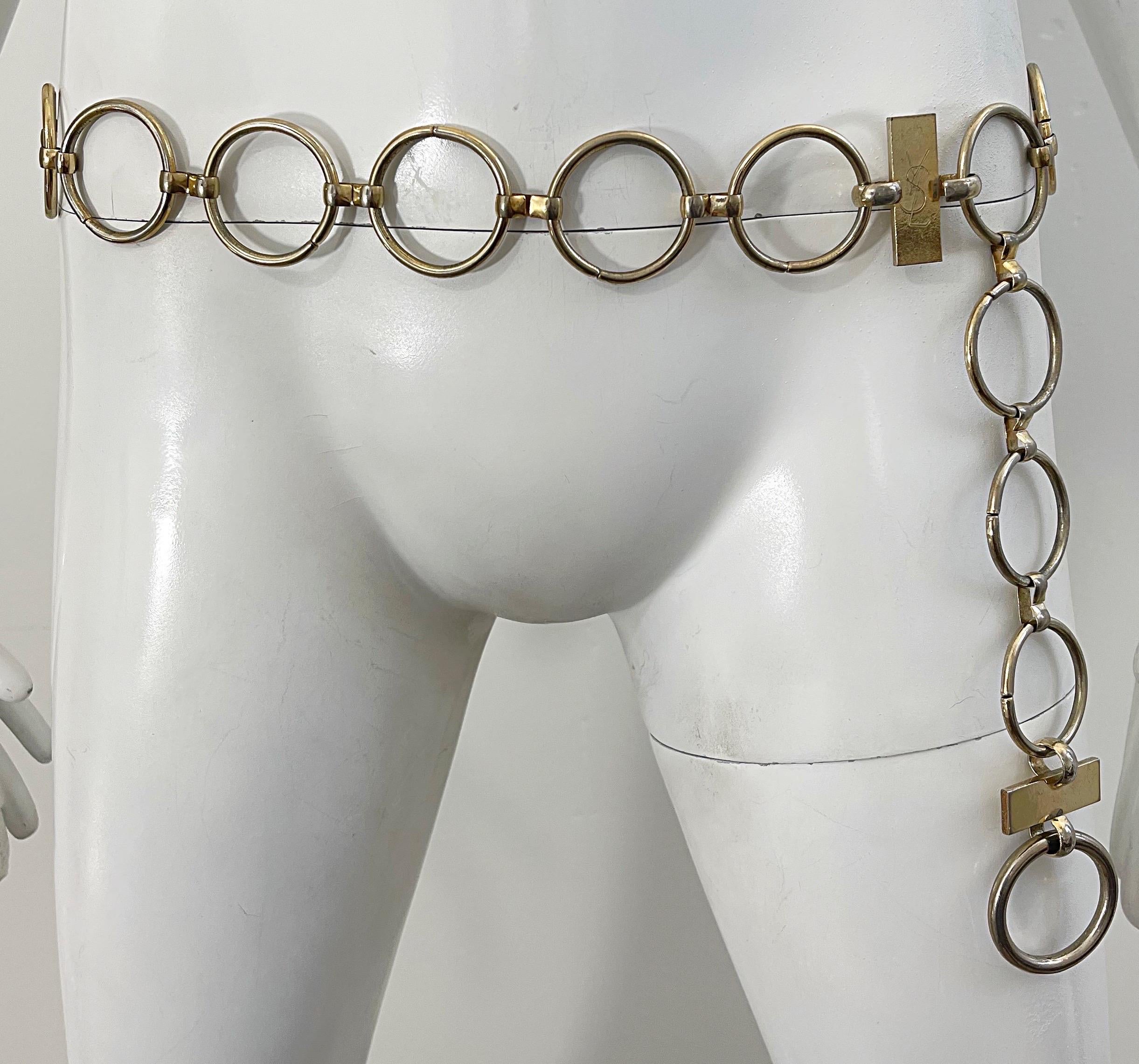 Rare 1970s Yves Saint Laurent Veruschka Gold Disco 70s Ring Chain Belt Neckalce For Sale 9