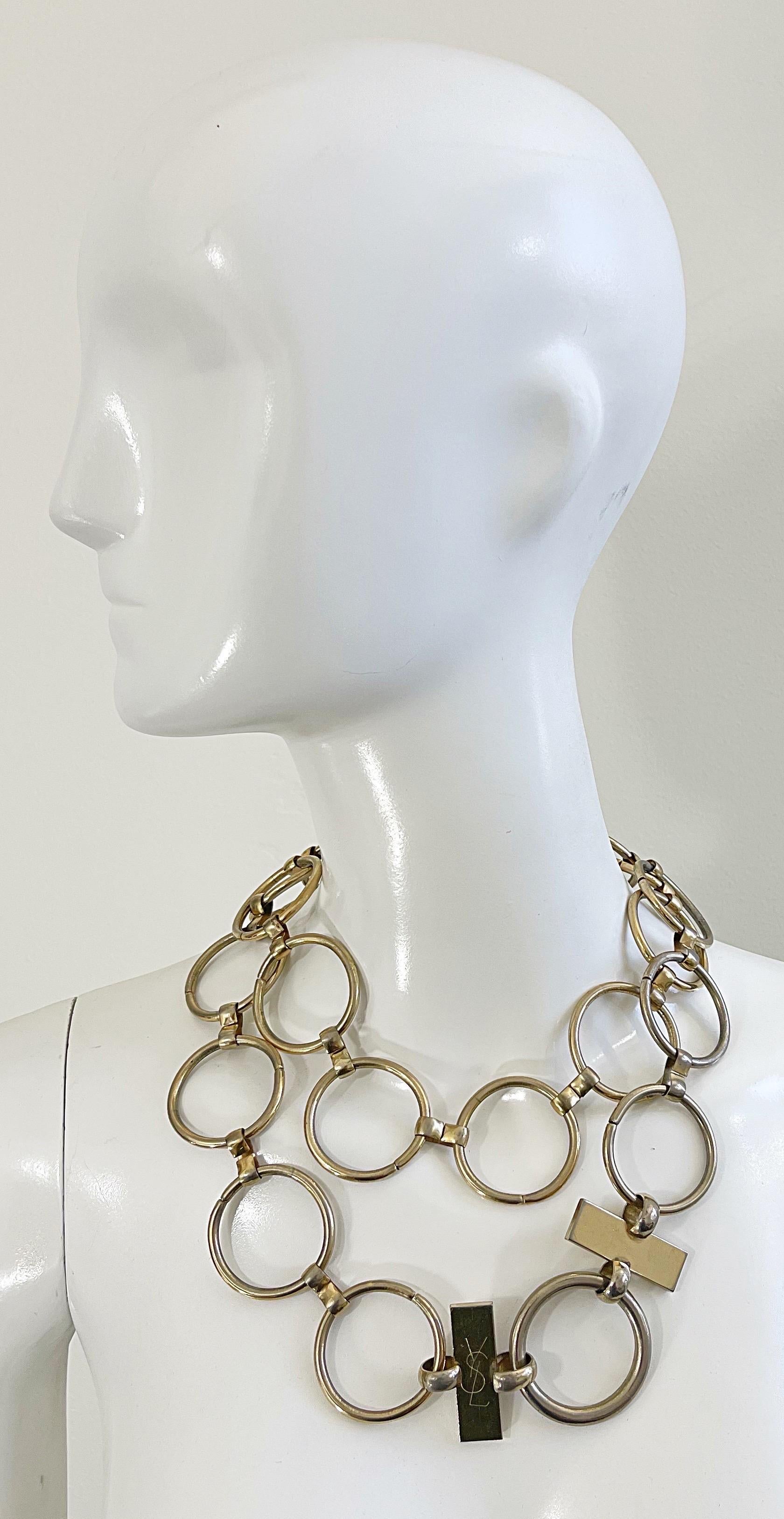 Seltener 1970er Jahre Yves Saint Laurent Veruschka Gold Disco 70er Jahre Ringkette Gürtel Halskette im Zustand „Hervorragend“ im Angebot in San Diego, CA