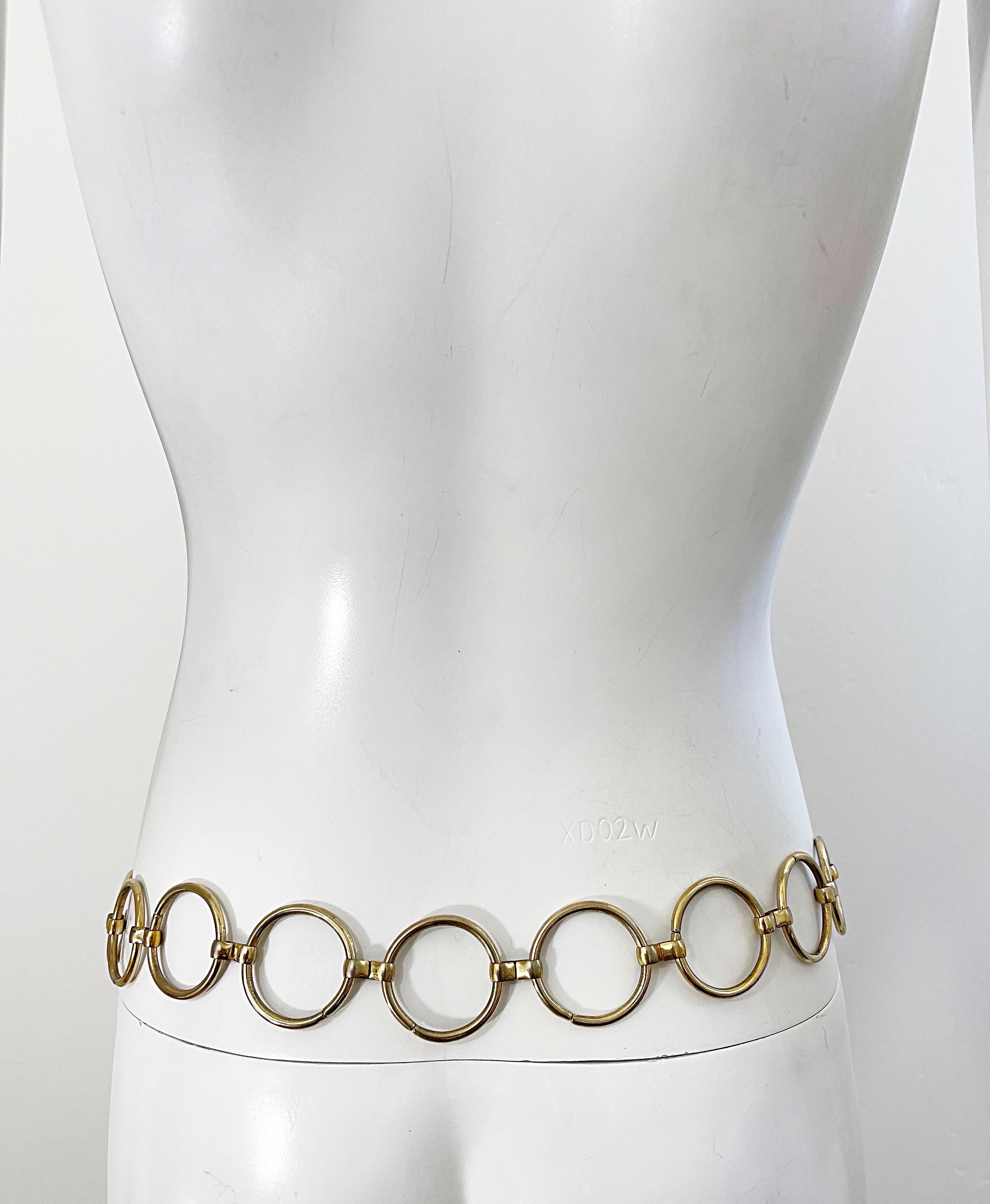Women's Rare 1970s Yves Saint Laurent Veruschka Gold Disco 70s Ring Chain Belt Neckalce For Sale
