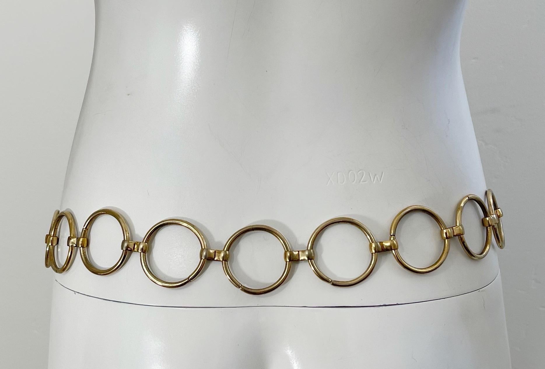 Seltener 1970er Jahre Yves Saint Laurent Veruschka Gold Disco 70er Jahre Ringkette Gürtel Halskette im Angebot 4
