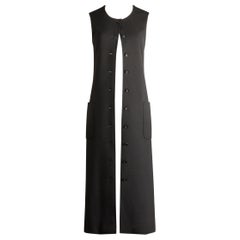 Rare 1970s Yves Saint Laurent YSL Vintage Long Black Wool Maxi Vest or Dress