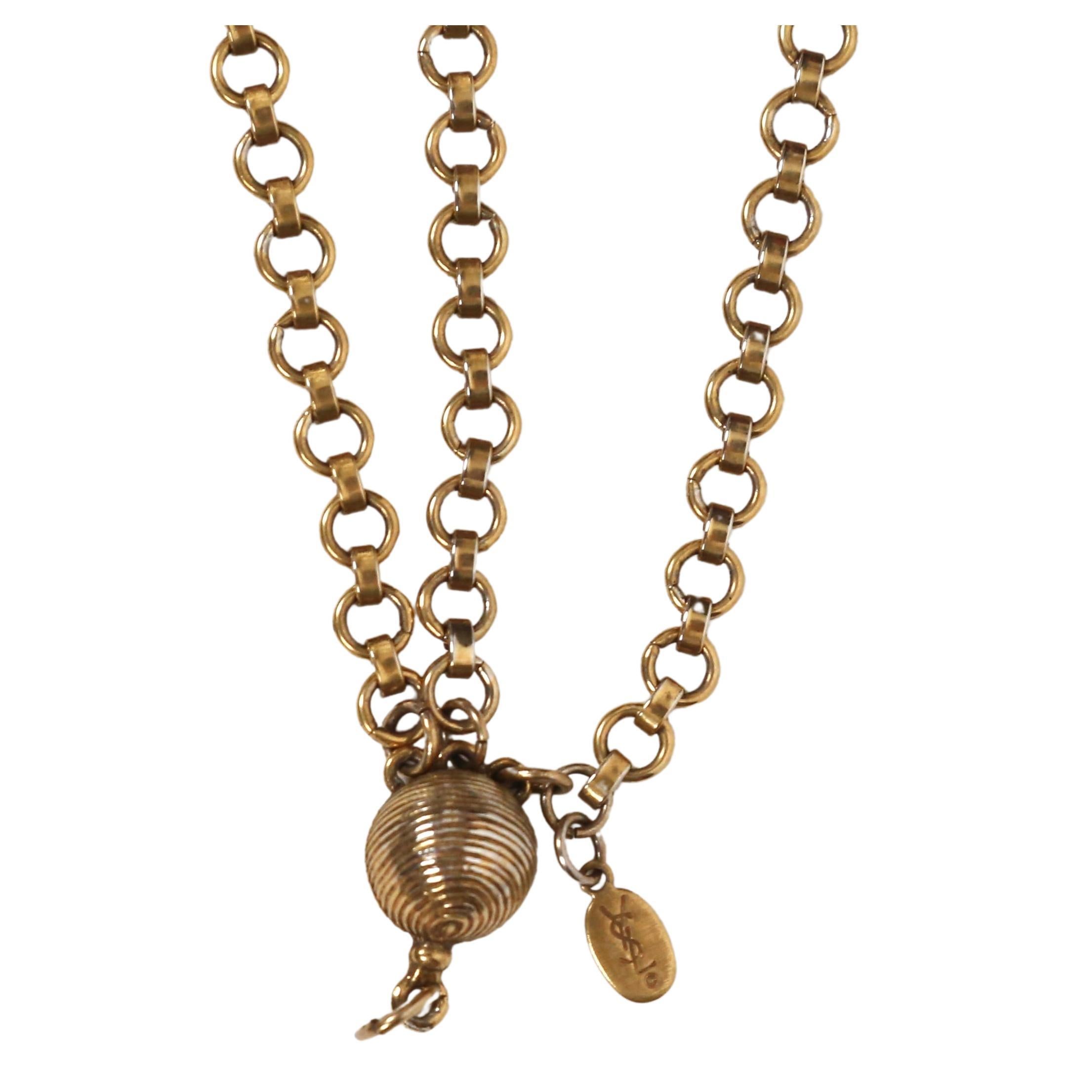 rare 1977 YVES SAINT LAURENT gilt coins and crosses charm RUNWAY necklace im Angebot 5