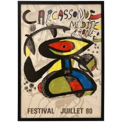 Rare 1980 Joan Miro Original Abstract Poster from Carcassone, France