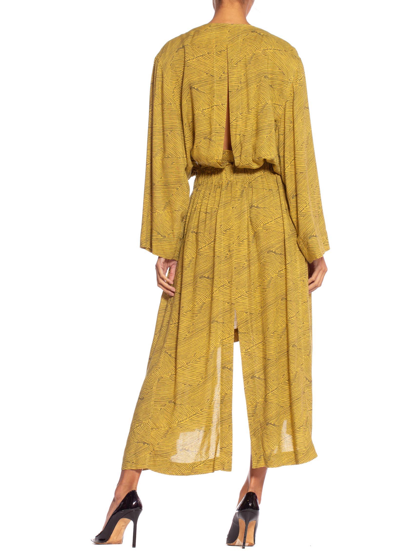 1980'S AZZEDINE ALAIA Yellow Animal Print Cotton Oversized Dress With Faux Bra- For Sale 4