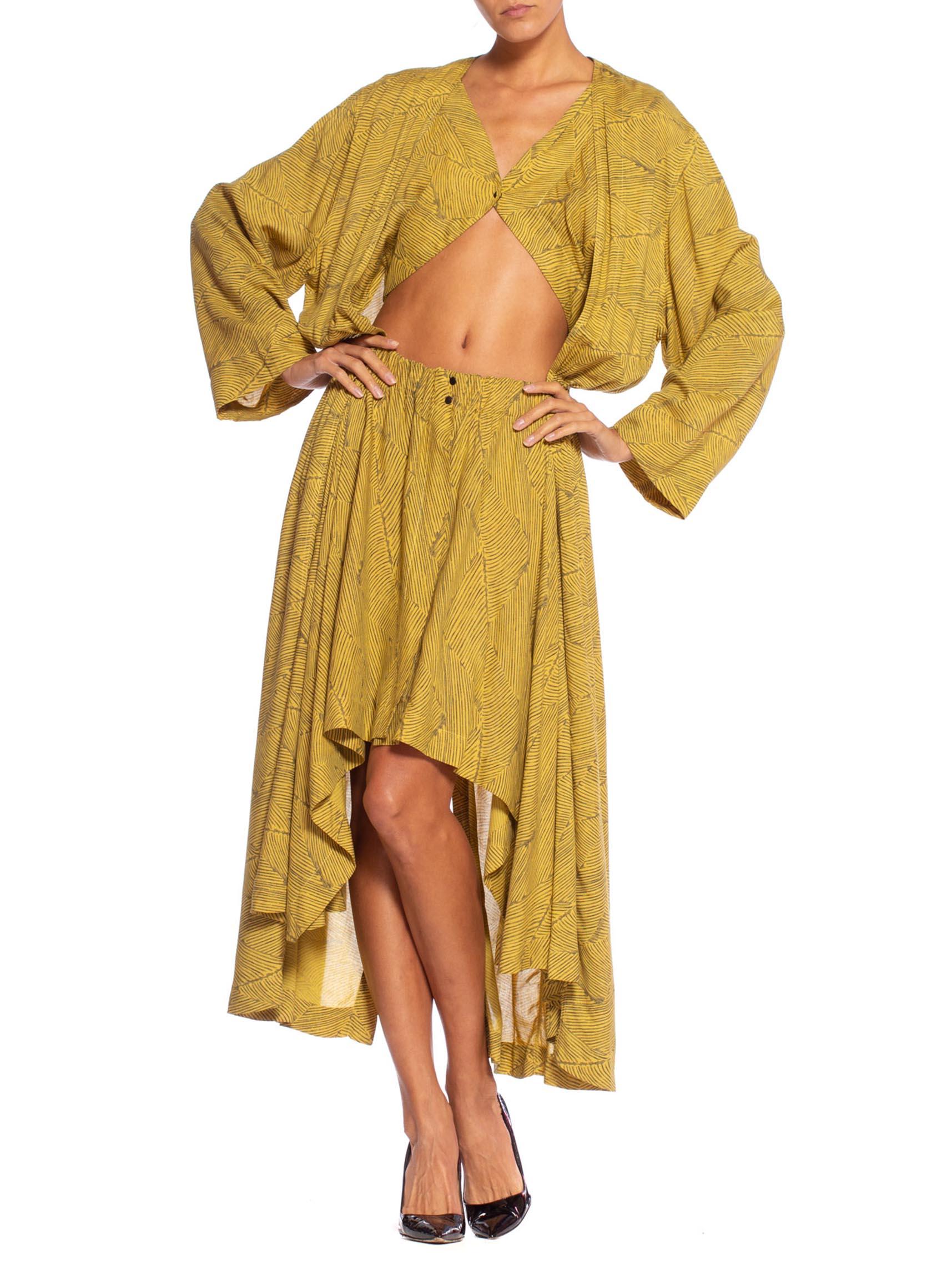 Azzedine Alaïa - Robe surdimensionnée en coton imprimé animal jaune avec fausse soutien-gorge, années 1980 Pour femmes en vente