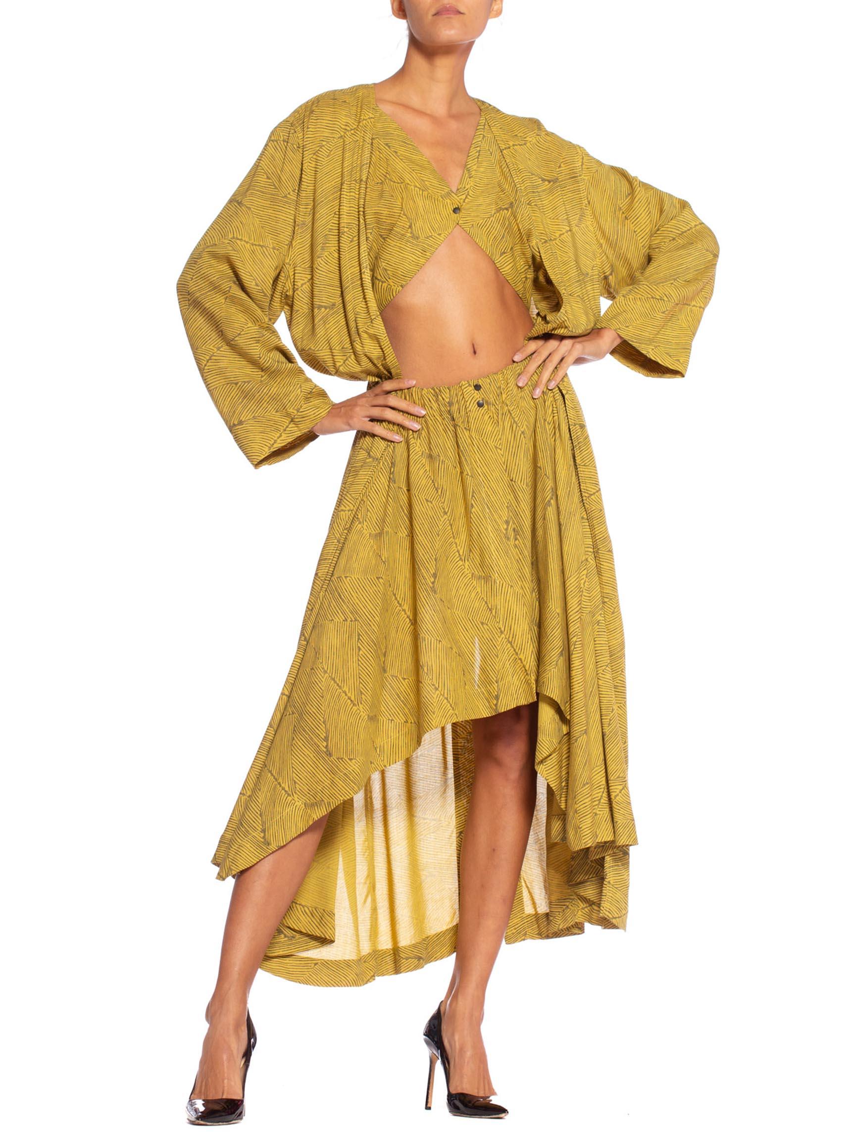 1980'S AZZEDINE ALAIA Yellow Animal Print Cotton Oversized Dress With Faux Bra- For Sale 3