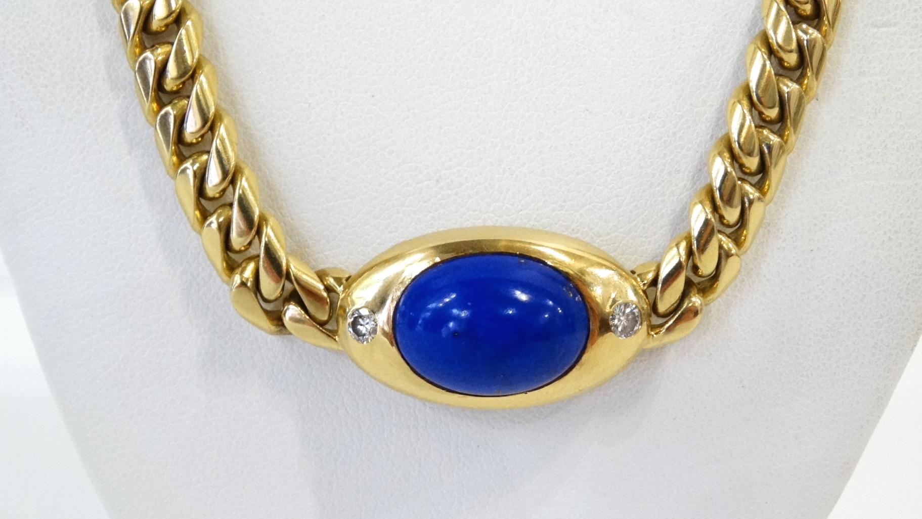 Oval Cut  Bulgari 18K Gold & Lapis Lazuli Collar Necklace 