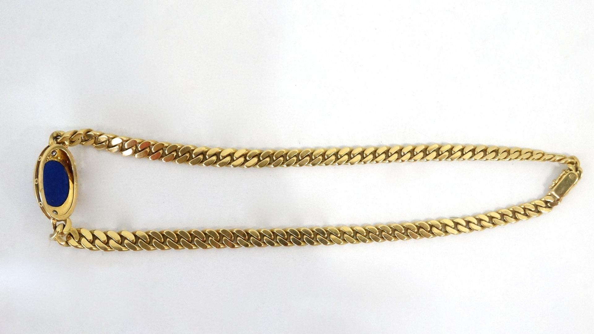 Women's or Men's  Bulgari 18K Gold & Lapis Lazuli Collar Necklace 