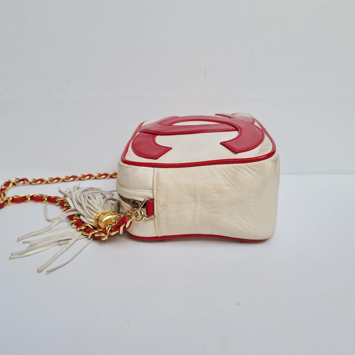 Rare 1980s Chanel Mini Camera Bag with Tassel For Sale 1