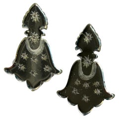 Rare 1980s Christian Lacroix Mirrored Acrylic Cookie Cutter Ornament Earrings