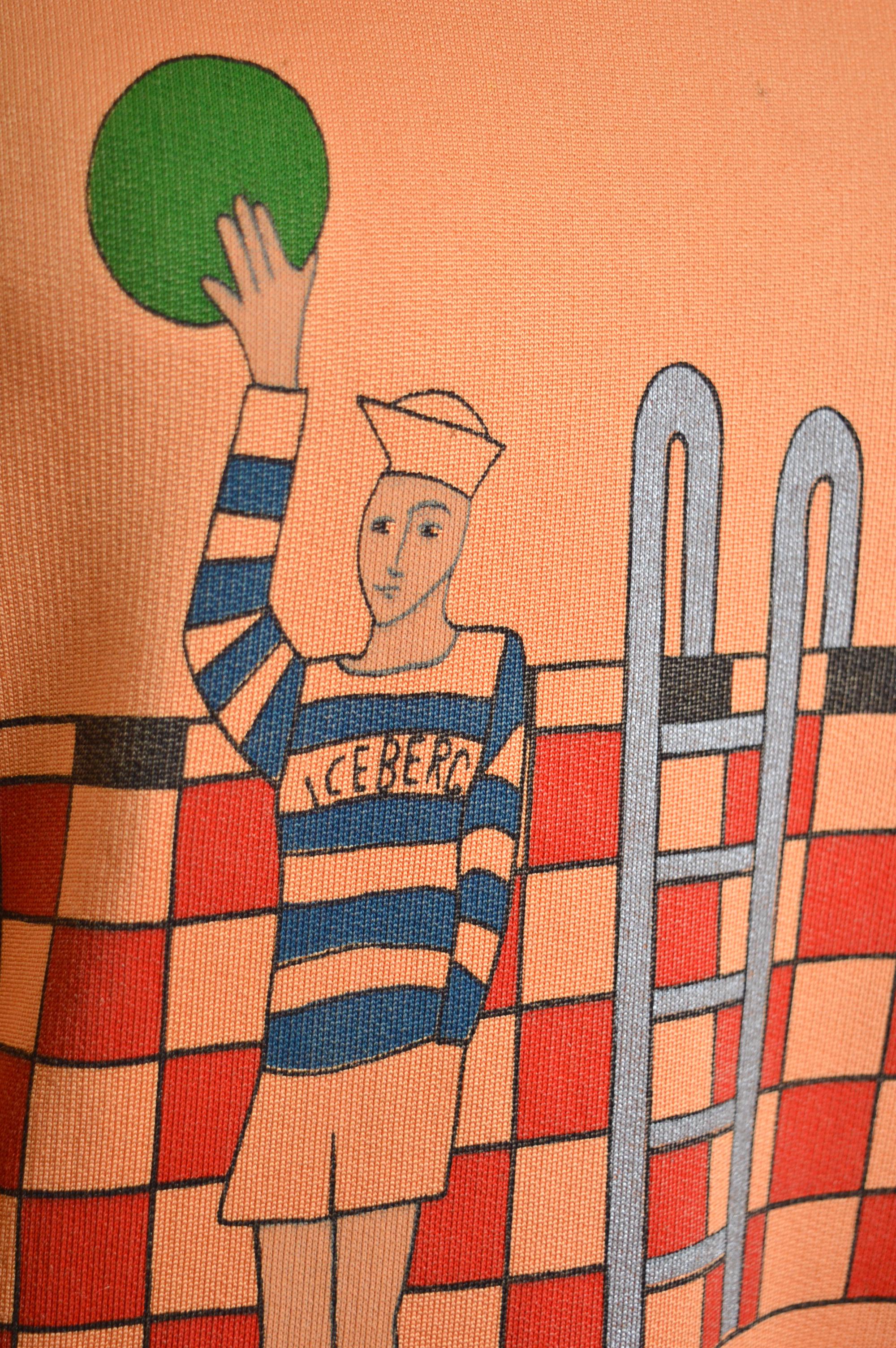 Seltener 1980er Jean Charles de Castelbajac ICEBERG signiert 2 von 125 orangefarbenem Pullover, signiert im Angebot 1