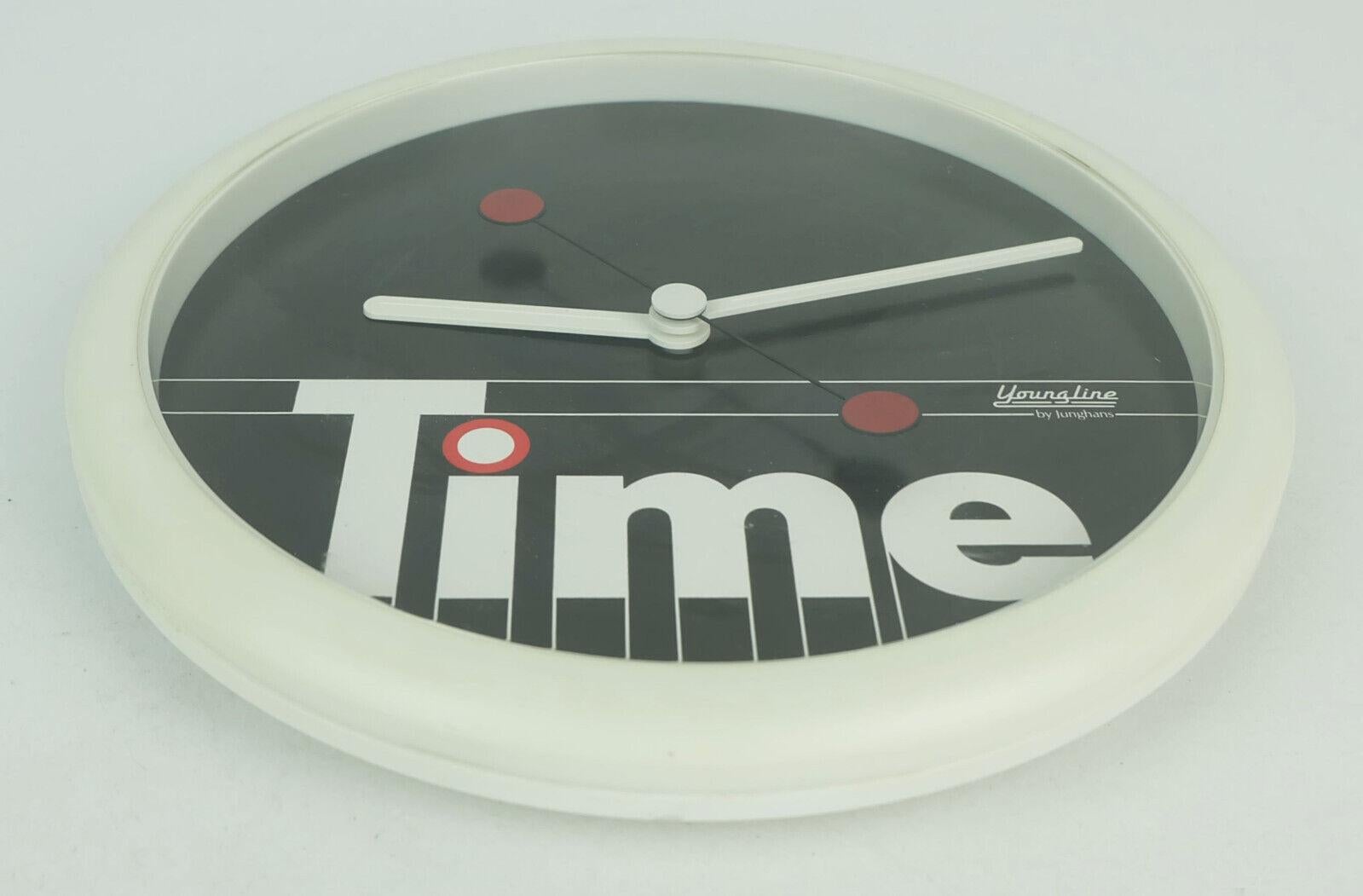 German rare 1980s junghans youngline WALL CLOCK kitchen clock 'time' postmodern design  For Sale