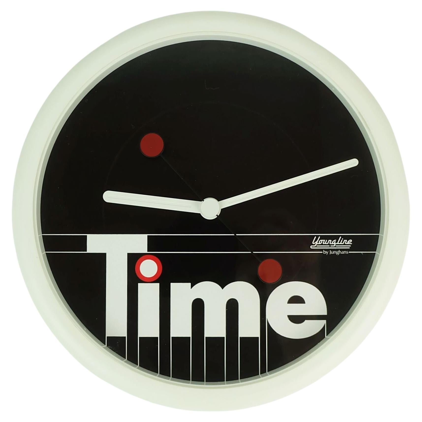 Seltene junghans youngline WALL CLOCK Küchenuhr 'Zeit' postmodernes Design, 1980er Jahre 