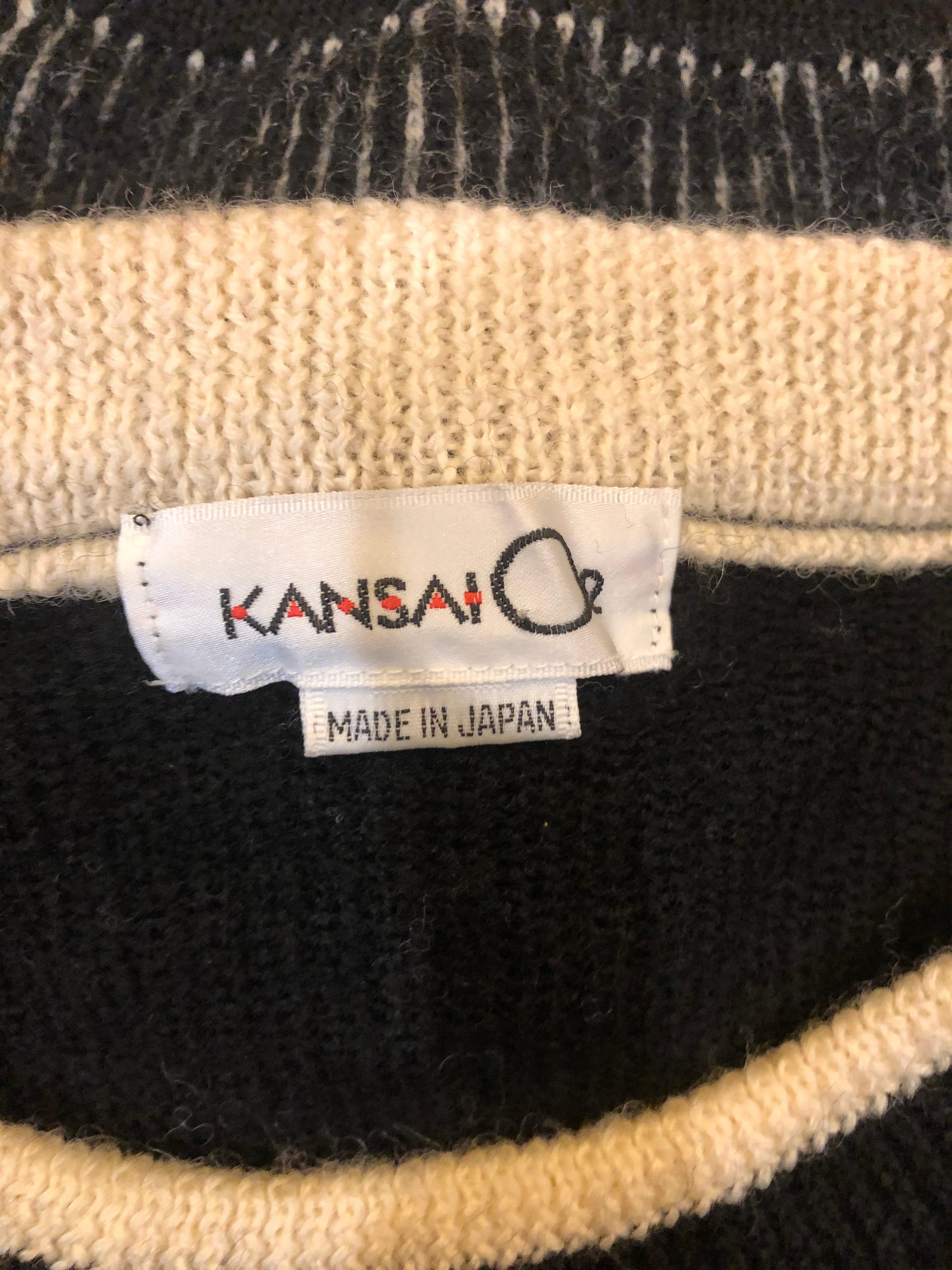 Seltener 1980er Kansai Yamamoto Avant Garde Varsity Collegiate Vintage Pullover aus Wolle im Angebot 12