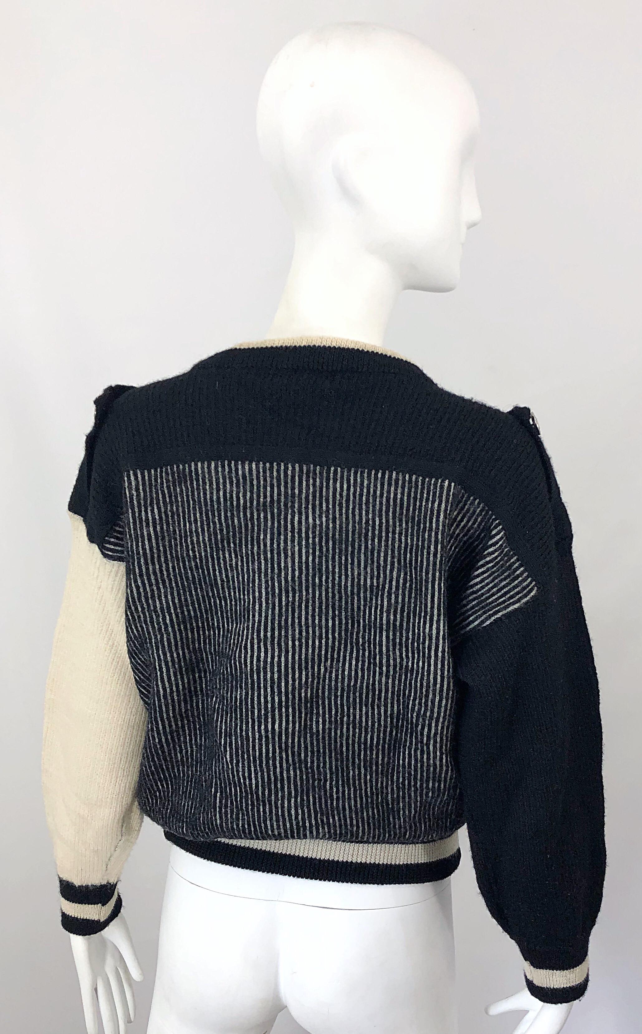 Seltener 1980er Kansai Yamamoto Avant Garde Varsity Collegiate Vintage Pullover aus Wolle (Schwarz) im Angebot