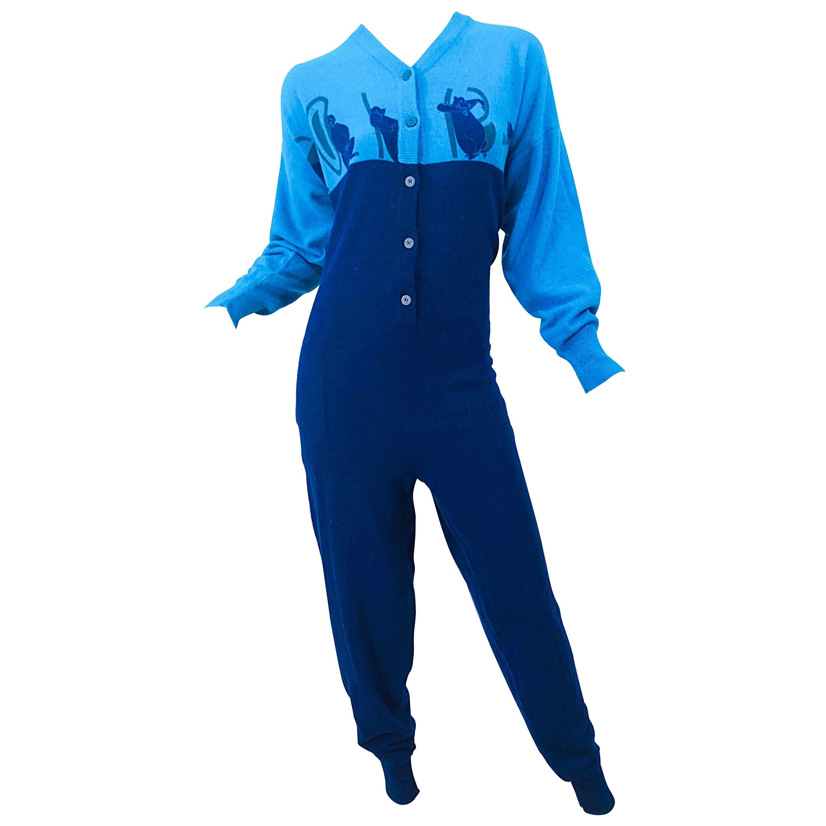 Seltener 1980er Krizia Baloo "" Dschungelbuch "" Neuheitsdruck Vintage 80er Jahre Jumpsuit im Angebot