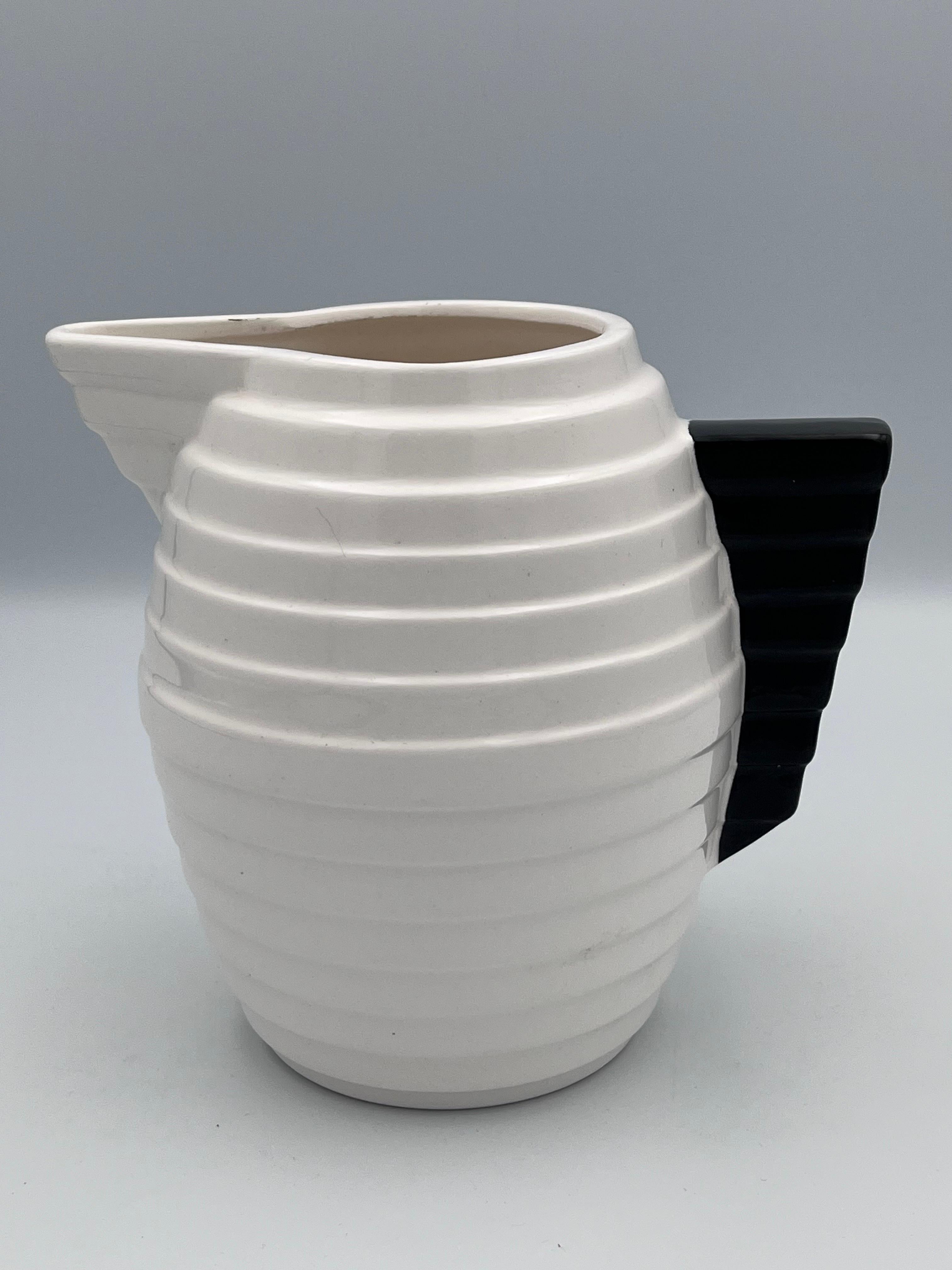 Late 20th Century Rare 1980's Memphis Art Deco Style Geometric Stepped Pitcher For Sale