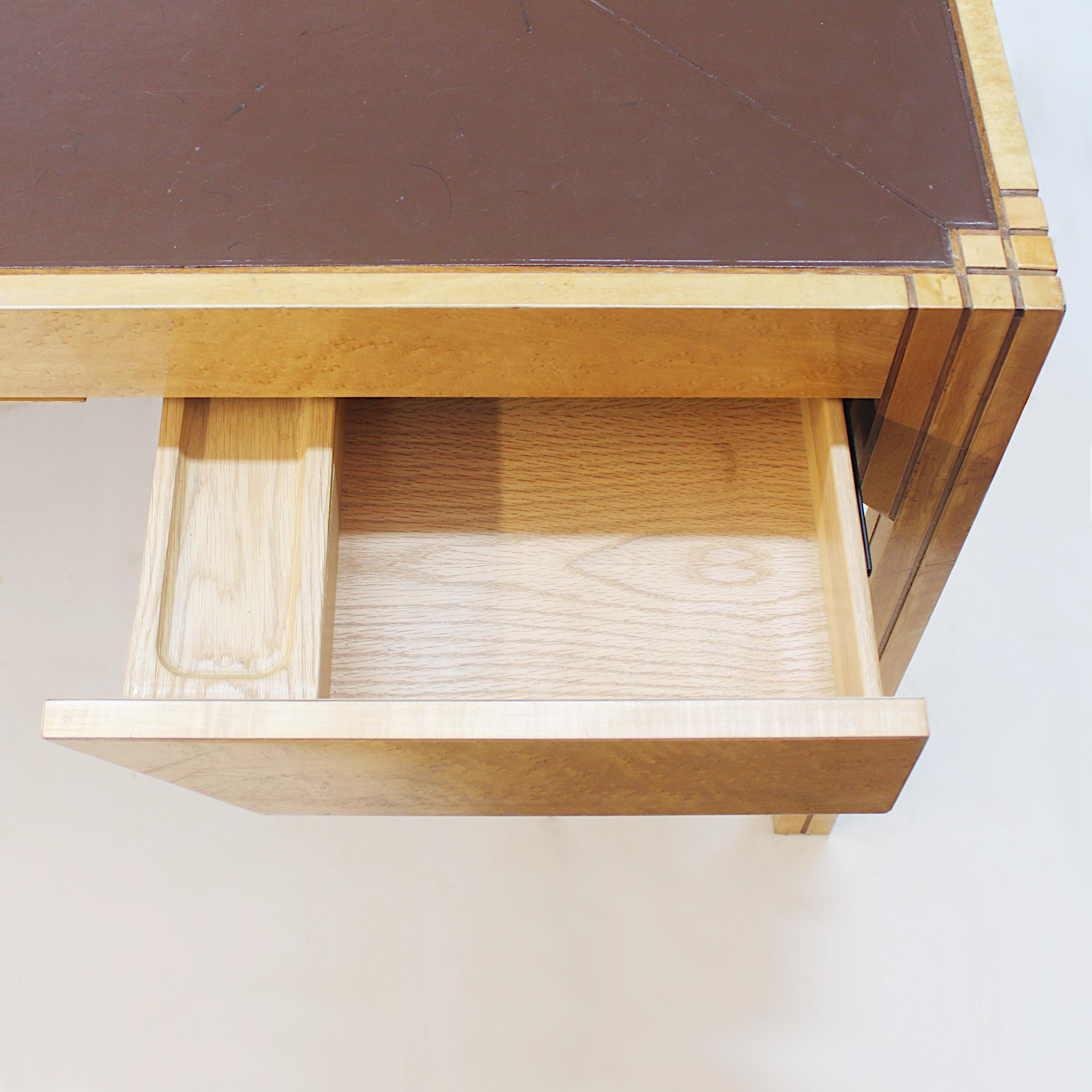 Inlay Rare 1980s Mid Century Art Deco Executive Table Desk by Pierre Paulin for Baker