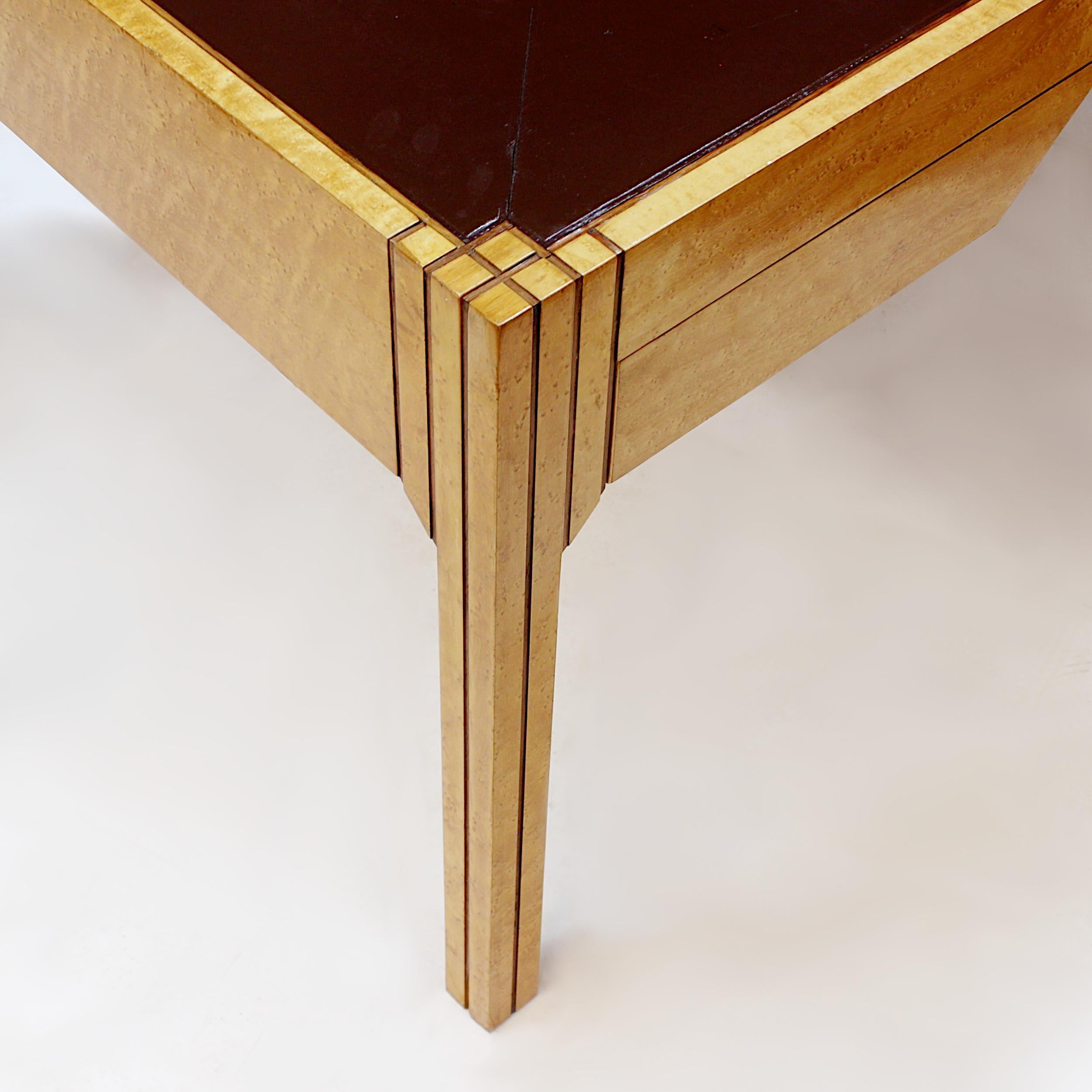 Cuir Rare 1980 Mid Century Art Deco Executive Table Desk by Pierre Paulin for Baker en vente