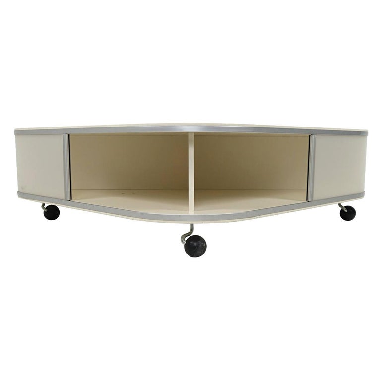 Rare 1980s Modern OffWhite Square Coffee Table with Storage by Pastoe
