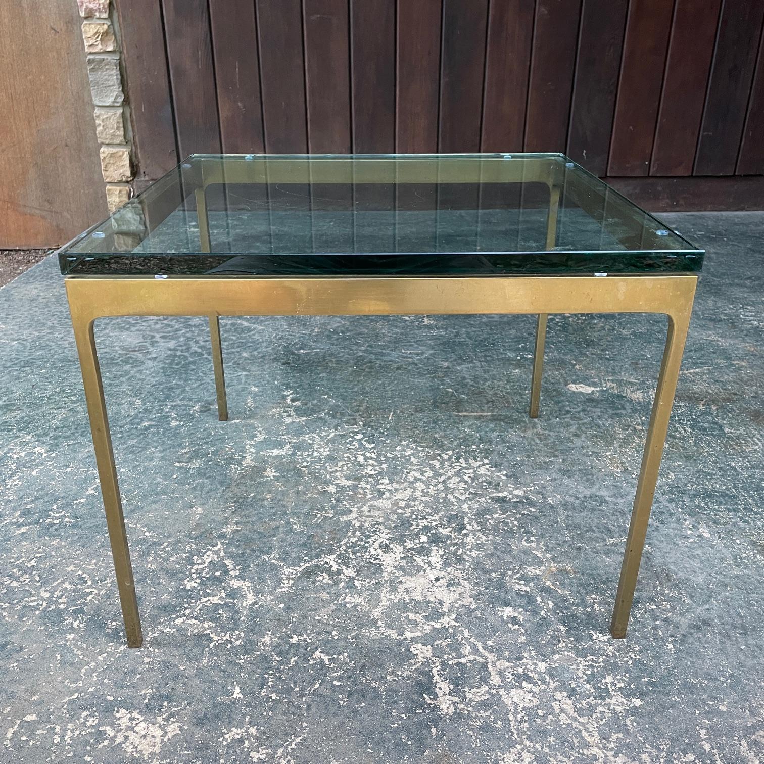 Poli Rare 1980 Nicos Zographos TA.20G Table carrée en laiton/bronze + verre Petit 20² en vente