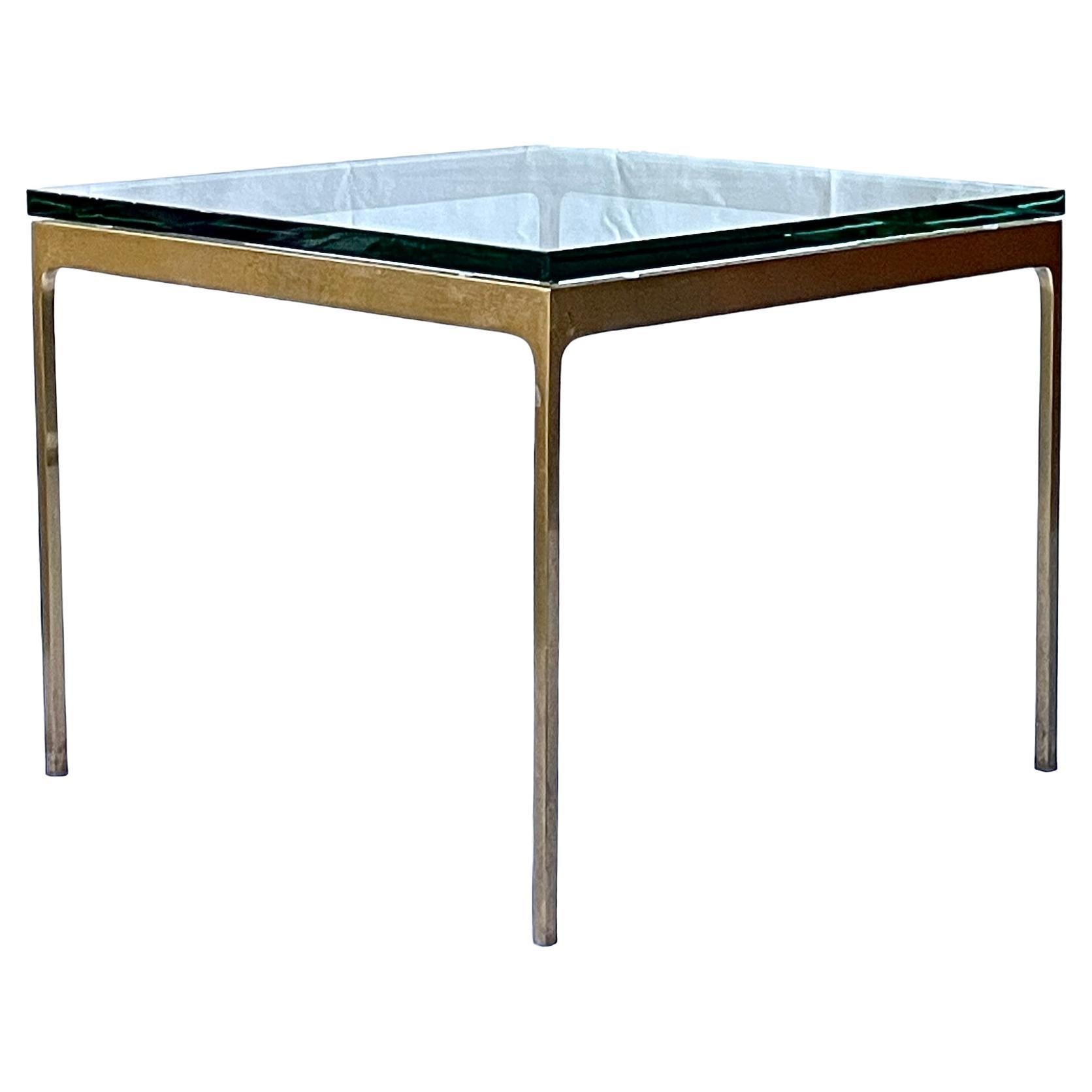 Rare 1980 Nicos Zographos TA.20G Table carrée en laiton/bronze + verre Petit 20²