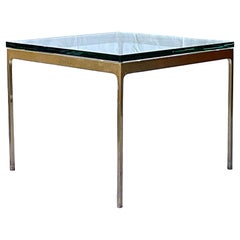 Seltene 1980er Nicos Zographos TA.20G Quadratisch Messing/Bronze + Glas Tisch Klein 20²