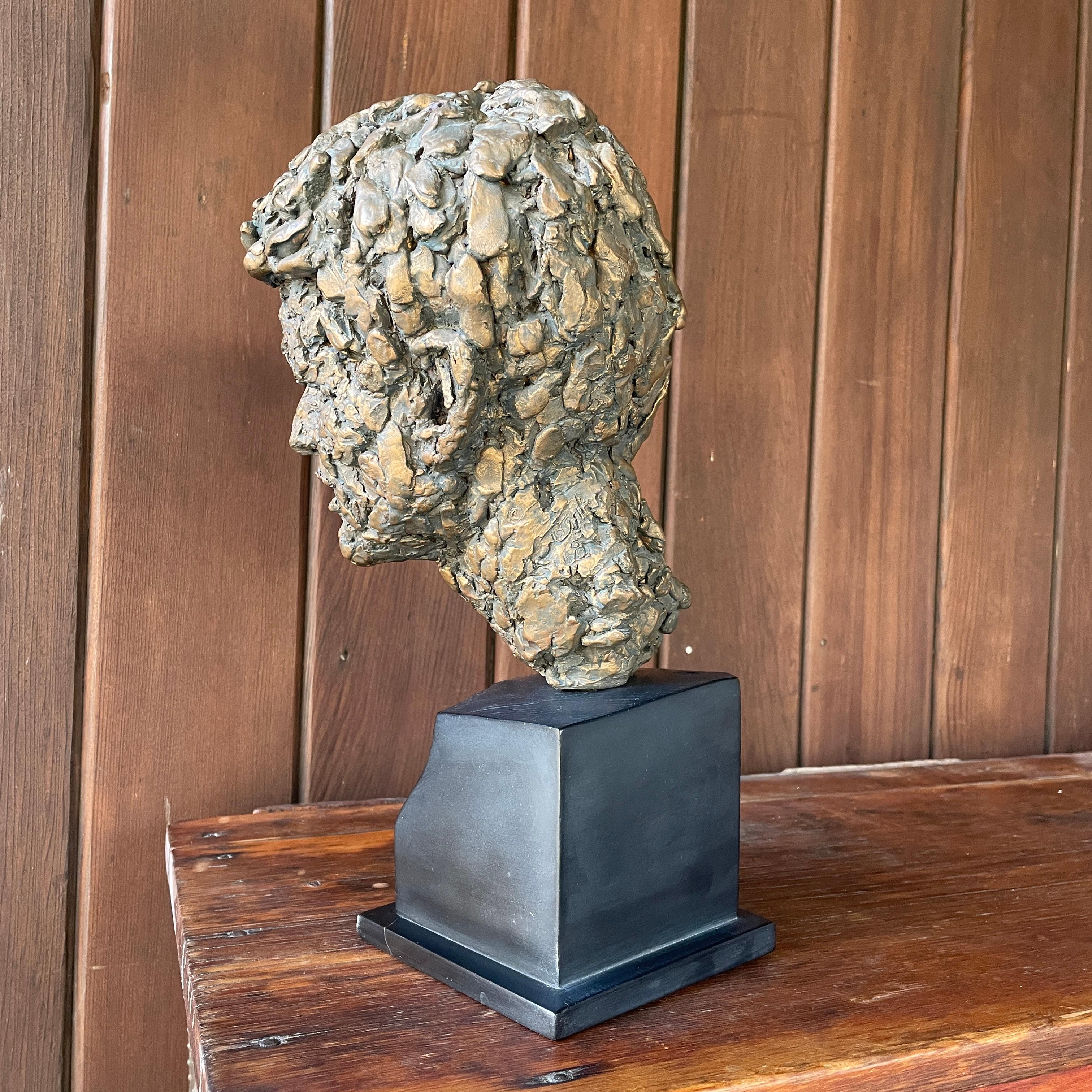 Rare 1980s Robert Berks Sculpture of Robert F. Kennedy Journalism Award RFK Bust In Fair Condition For Sale In Hyattsville, MD