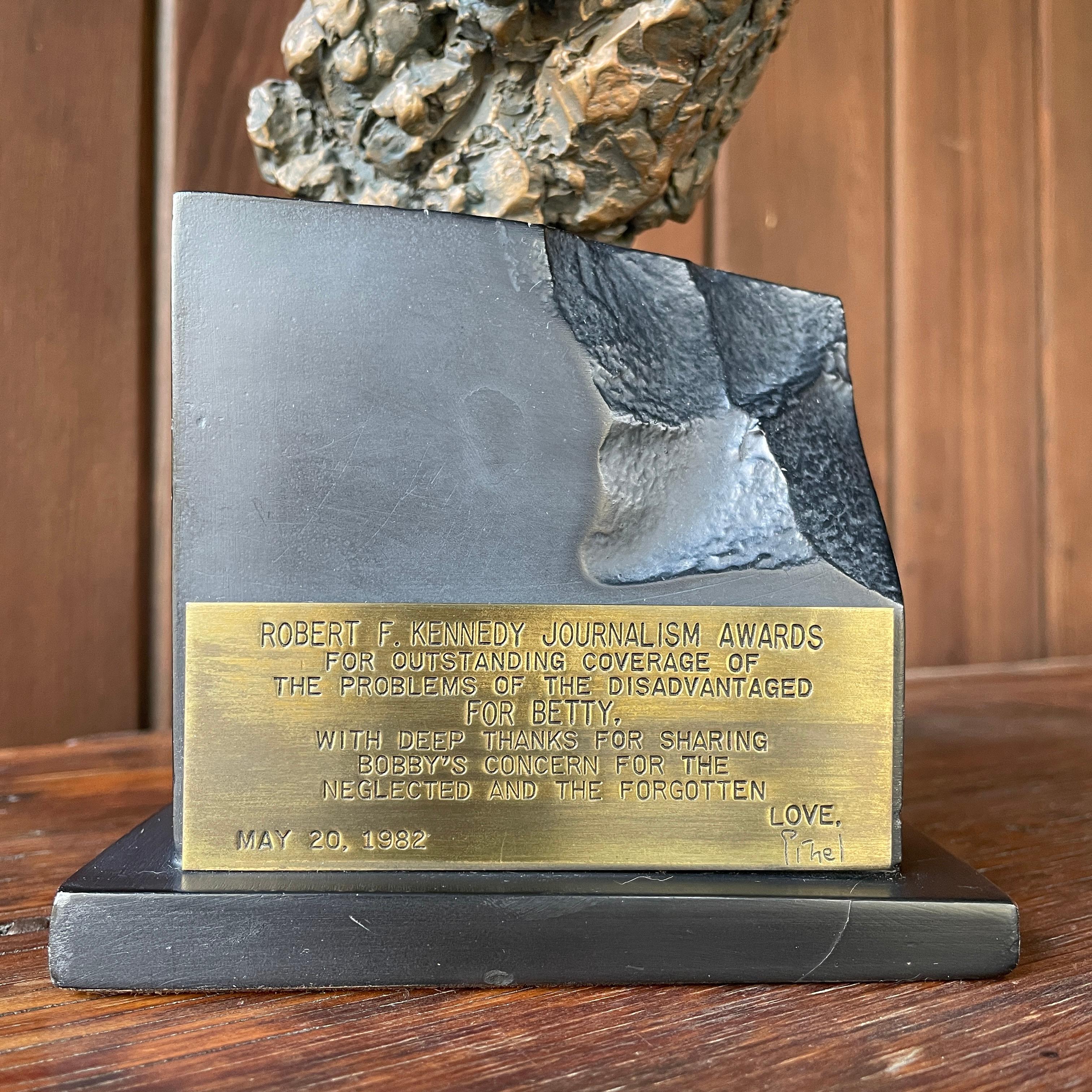 Resin Rare 1980s Robert Berks Sculpture of Robert F. Kennedy Journalism Award RFK Bust For Sale