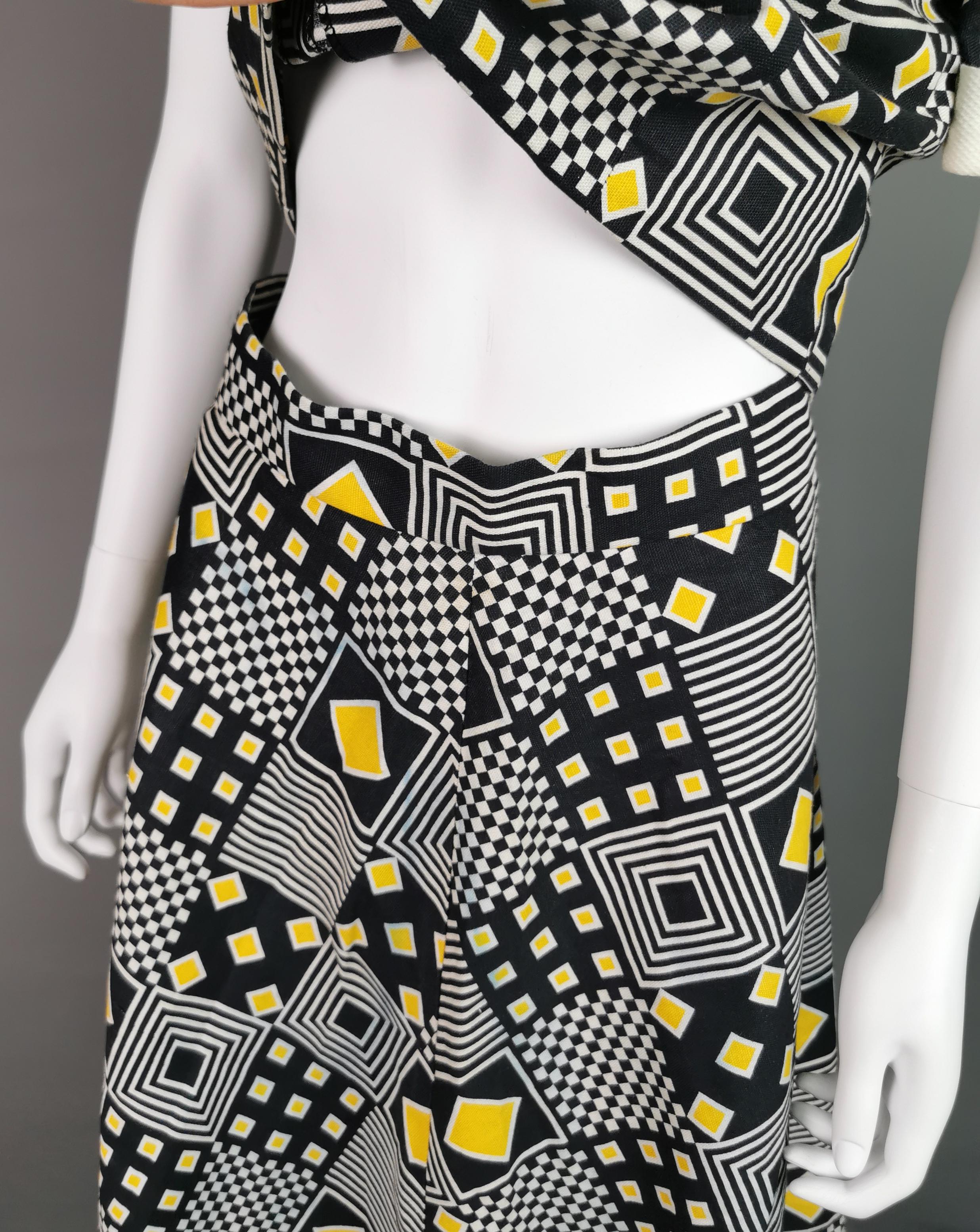 Rare ensemble jupe des années 1980, imprimé géométrique funky en vente 2