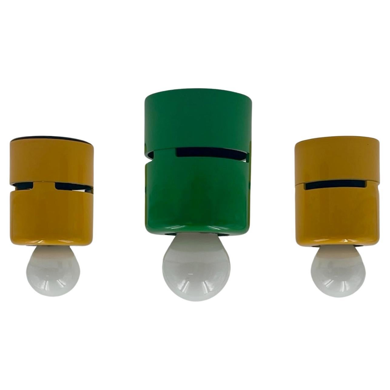 Rare 1980s Stilnovo 'Plafoniera' Wall/Ceiling Melamine Lamps - New Old Stock  For Sale