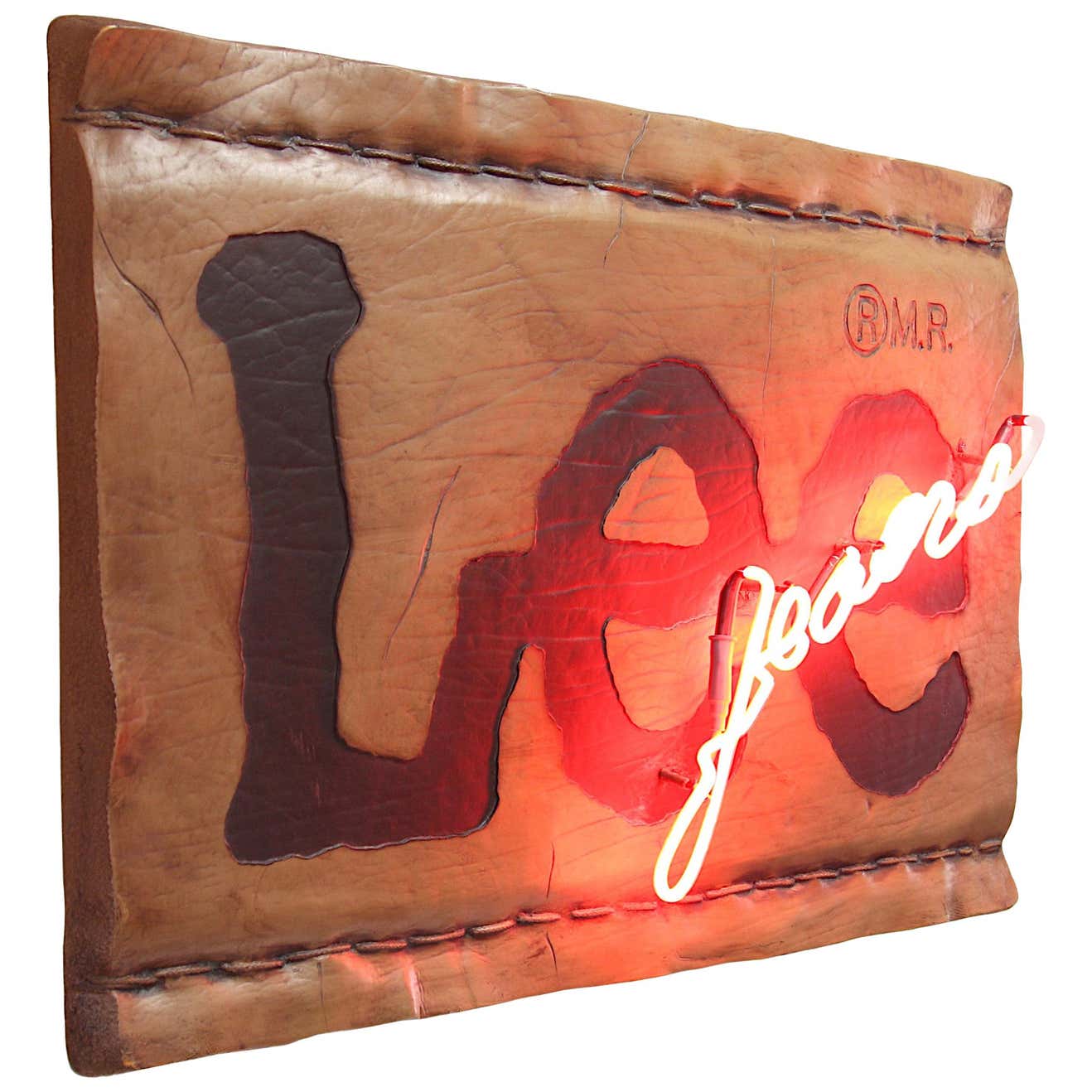 Rare 1980s Vintage Lee Jeans Commercial Dealer Leather Tag Neon Sign ...
