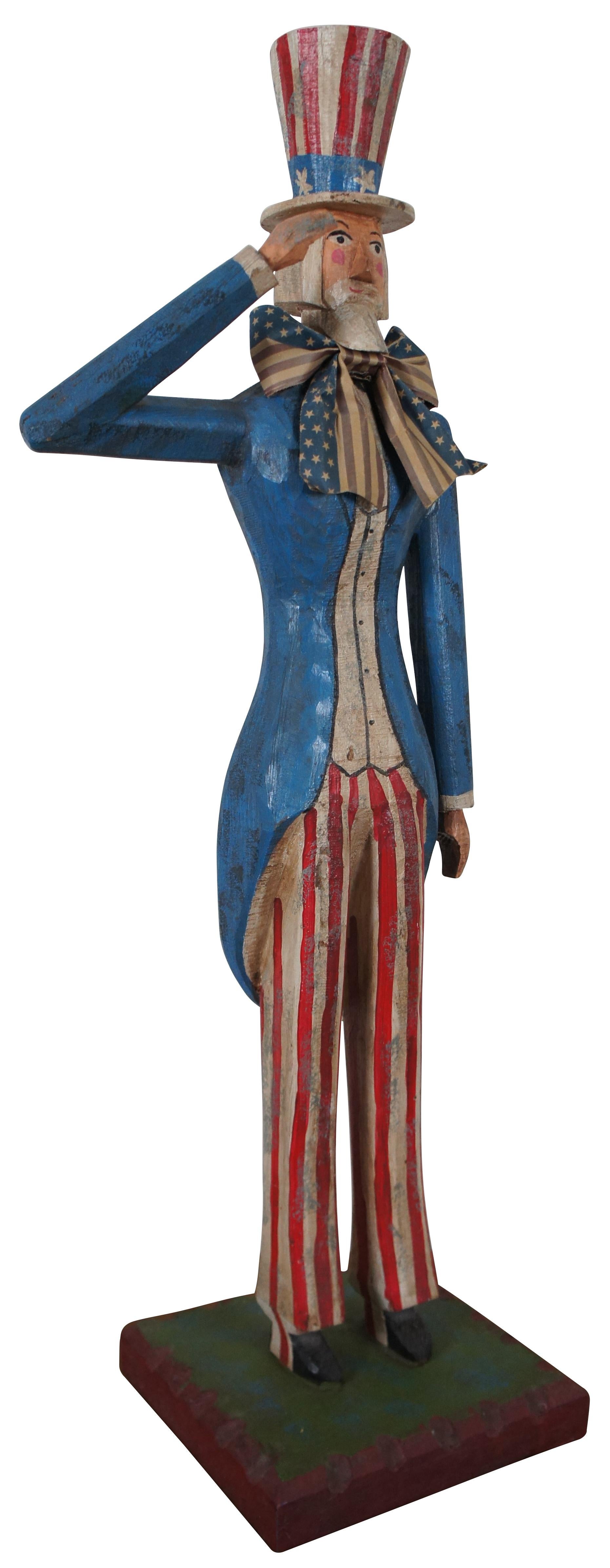 Rare 1982 Curtis Jere Americana Carved Folk Art Uncle Sam Sculpture In Good Condition In Dayton, OH