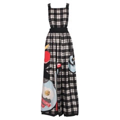 Raro vestido de pichi a cuadros 1982 S/S Michaele Vollbracht Bacon & Eggs Print