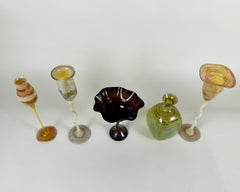 Rare 1985 Ludwig Schmid Murano Art Glass Set - 5 Signed Hand-Blown Grappa Vases