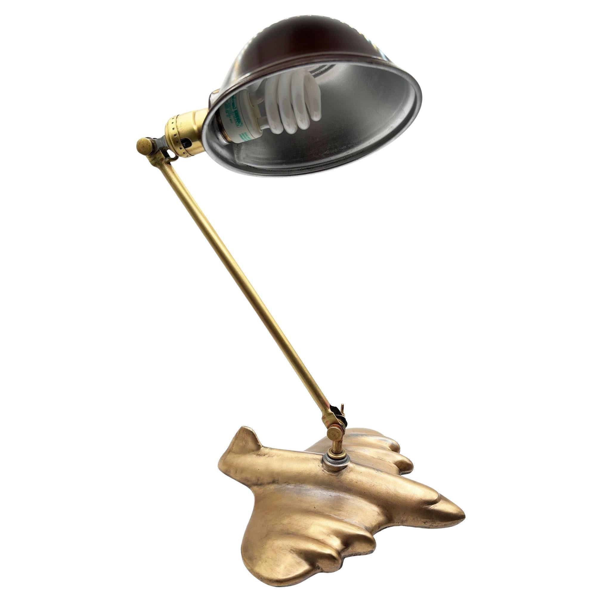 Rare 1987 Brass-tone Art Deco Style DC-3 Airplane Table Lamp, by Sarsaparilla For Sale